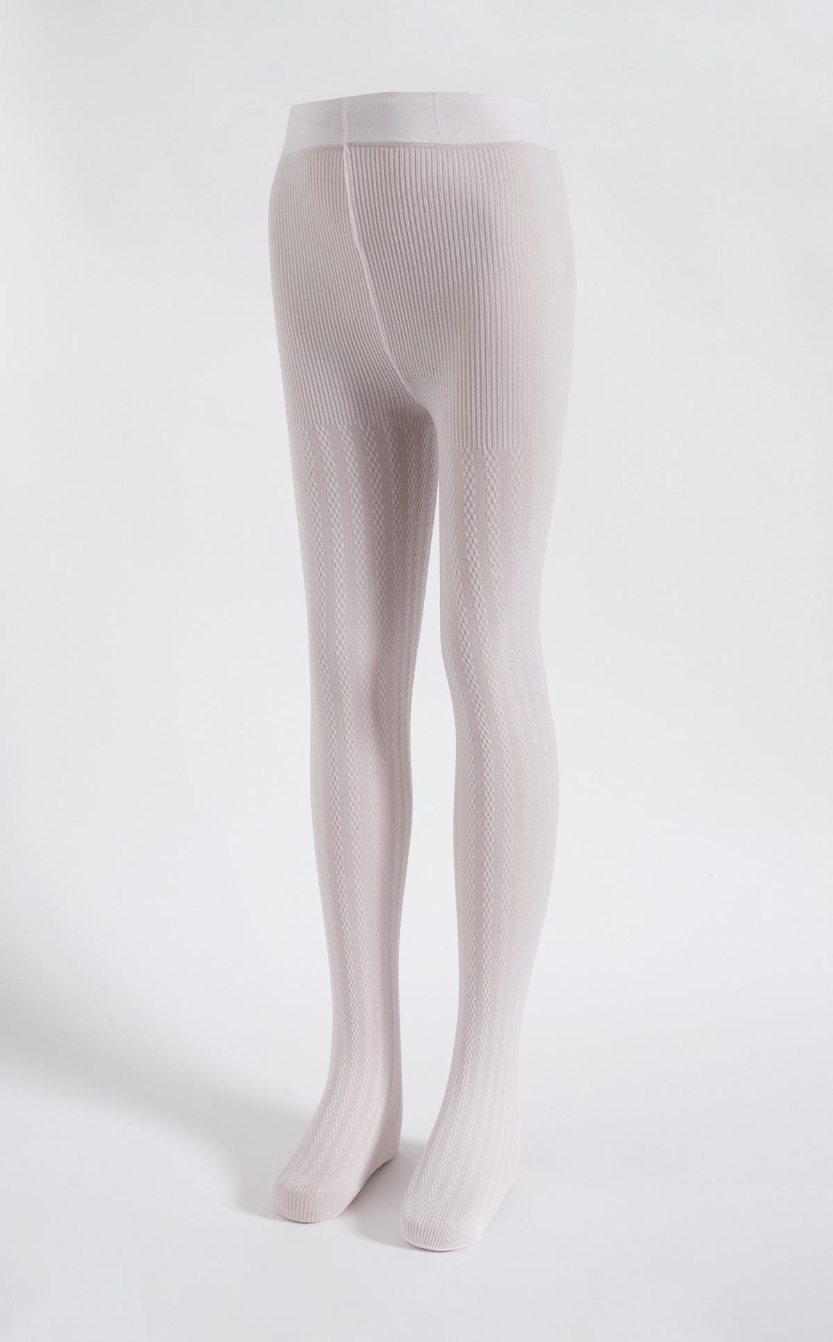 Girls 20 Denier Knitted Patterned Tights Pink