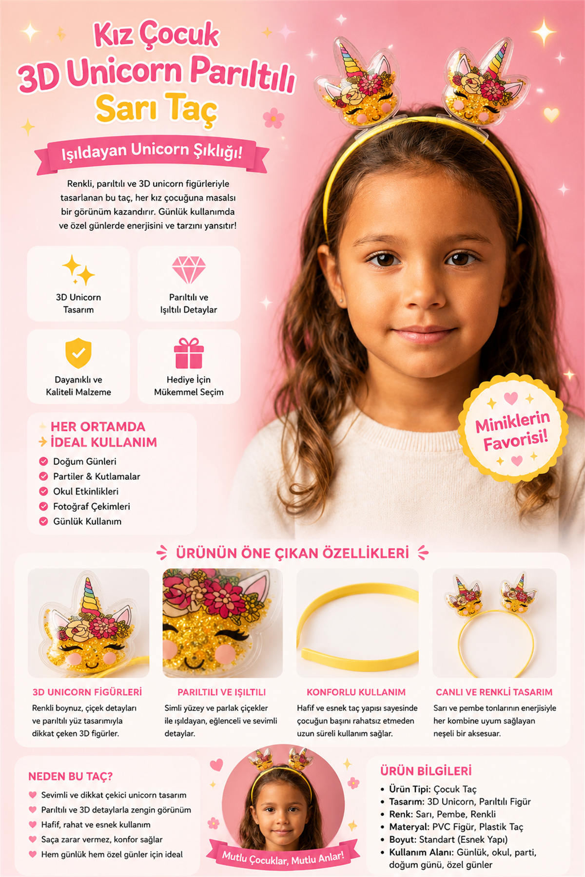 22505G2248 UNICORN TAÇ-15045 Sarı