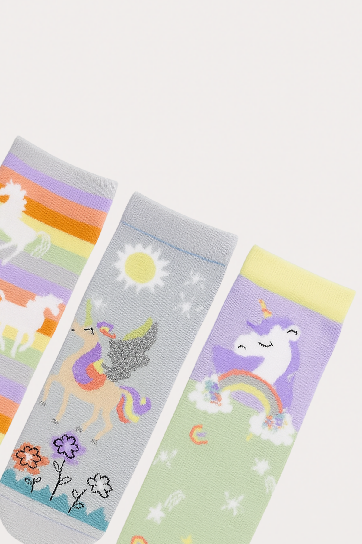 Kız Çocuk Unicorn Desenli 3lü Kutulu Soket Çorap 