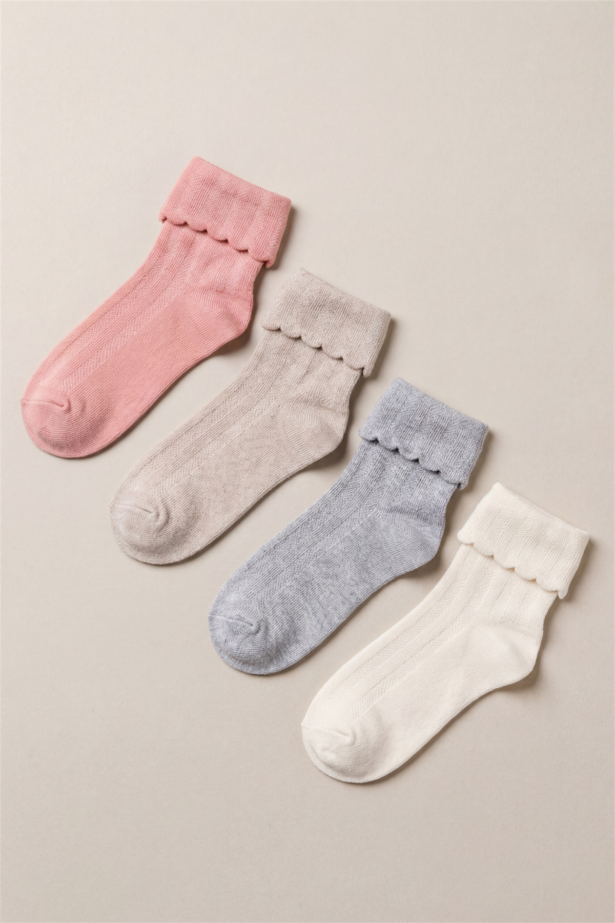 Girls 4-Piece Sock Socks With Ankle Detail