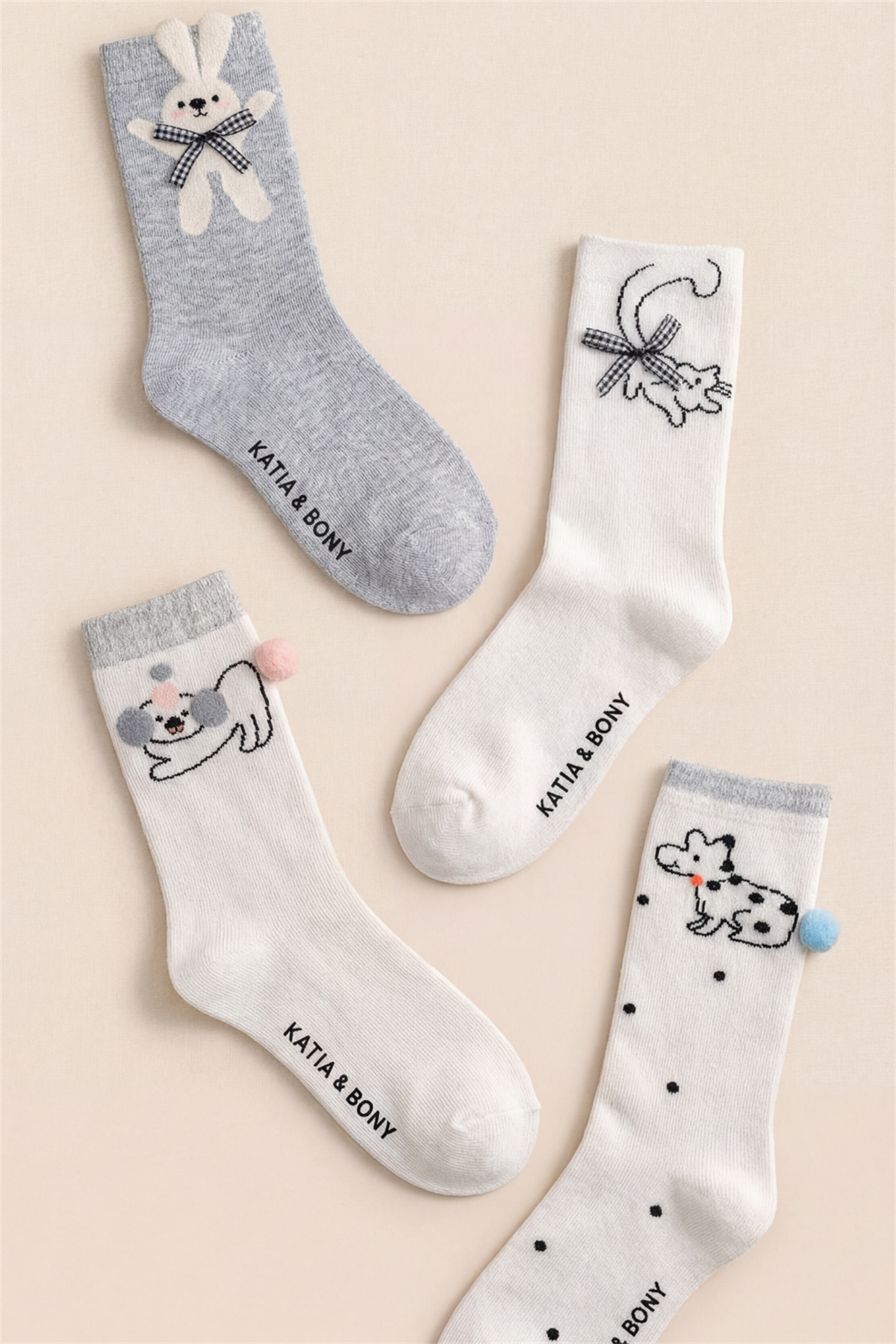 12601G2004 4PCK HAYVAN DESENLİ KIZ ÇOCUK SOKET ÇORAP Patterned