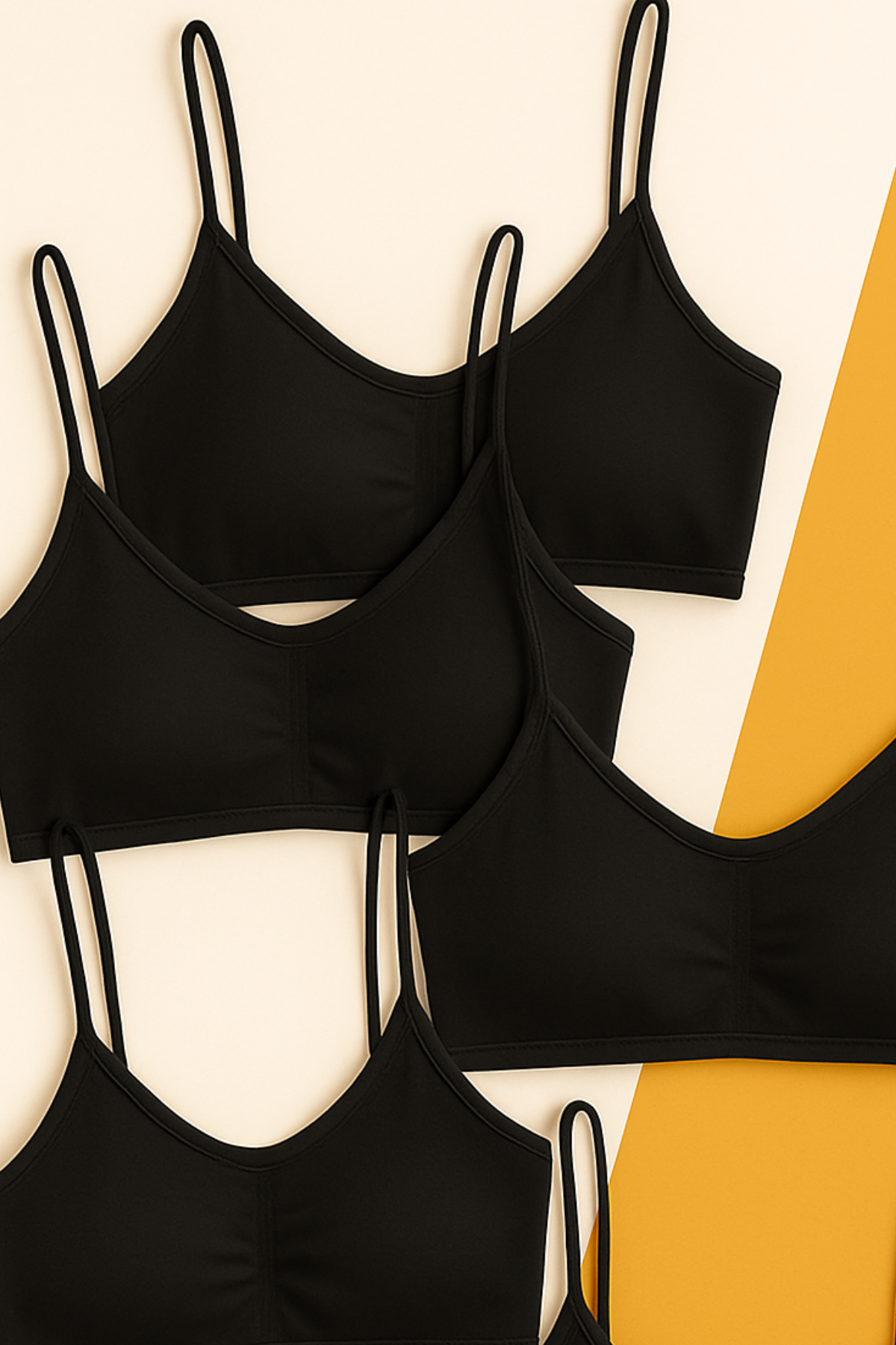 Girls 5-Pack Thin Strapped Black Bustier