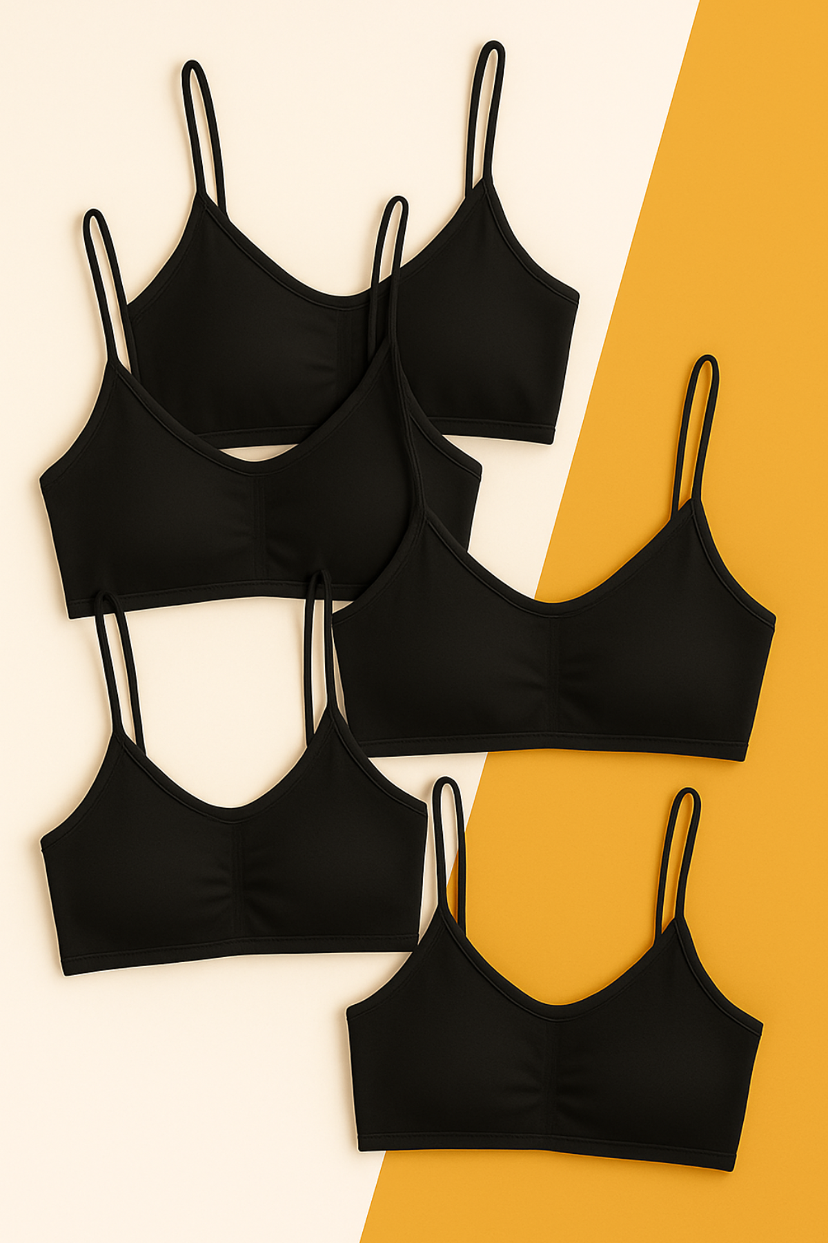 Girls 5-Pack Thin Strapped Black Bustier