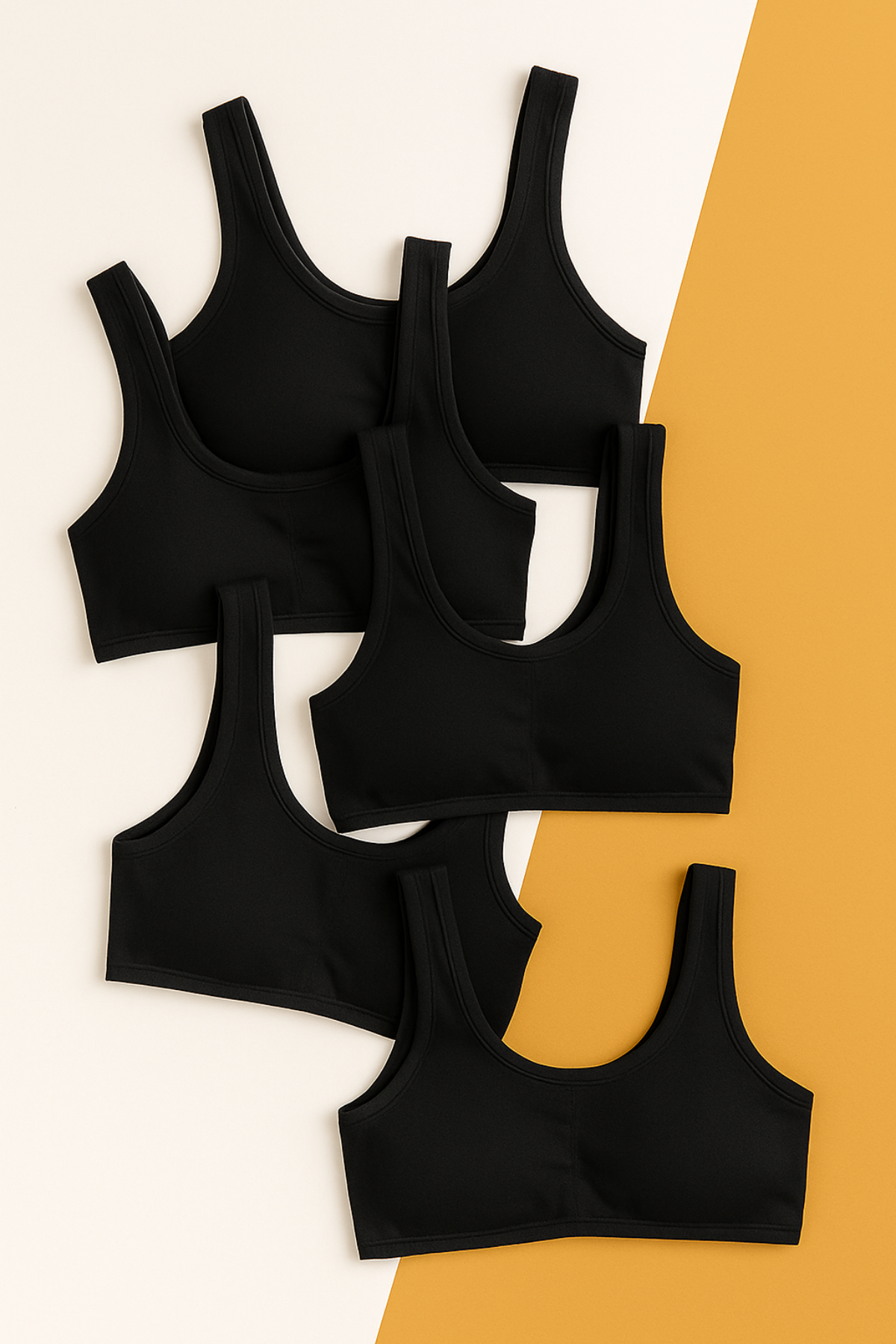 Girls 5-Pack Thick-Strap Black Bras