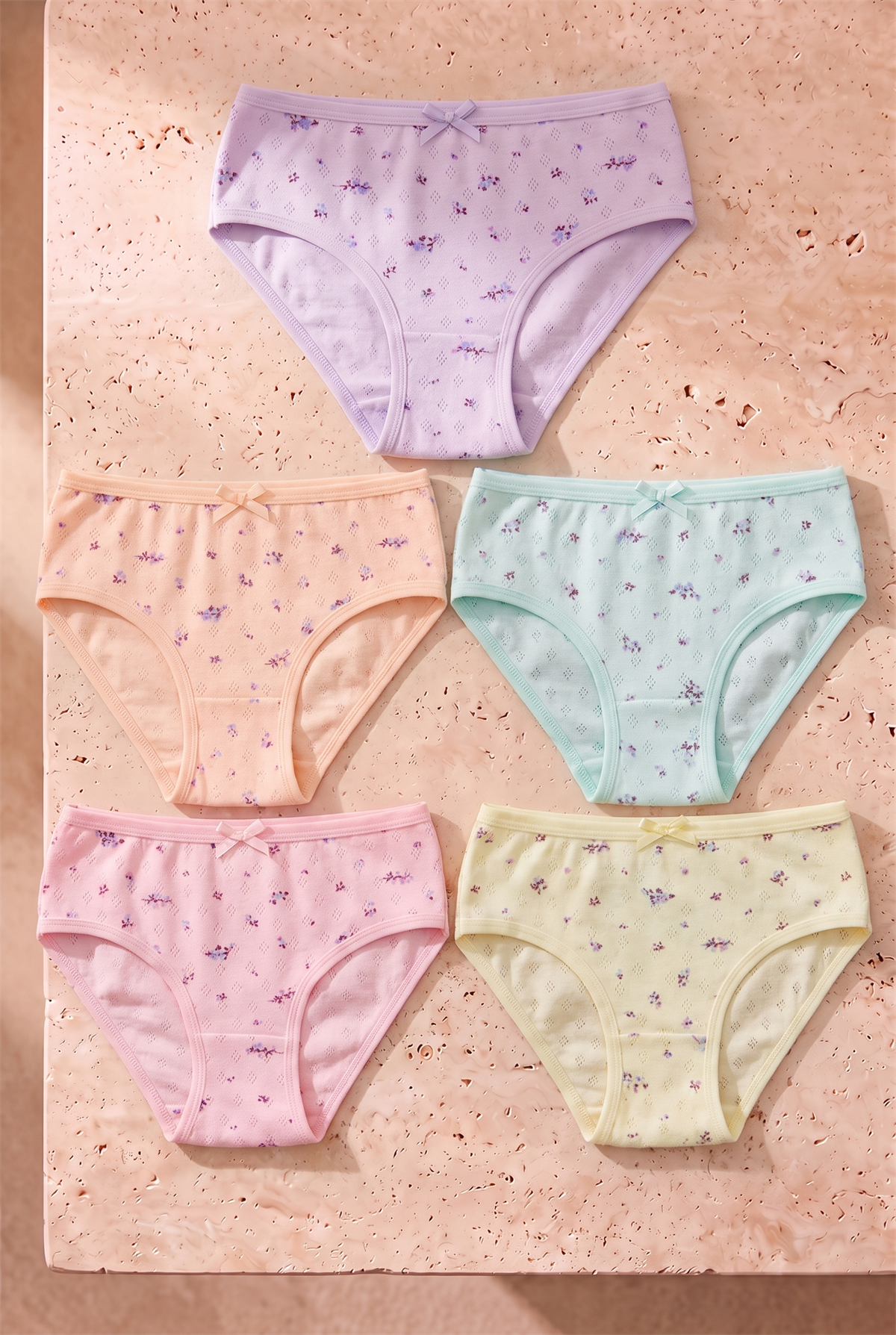 Kız Çocuk 5 li Paket Çiçek Desenli Slip Çok Renkli