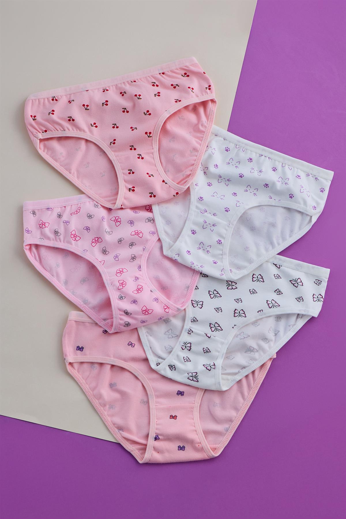 Girls 5-Pack Butterfly Patterned Slips Multi-Color