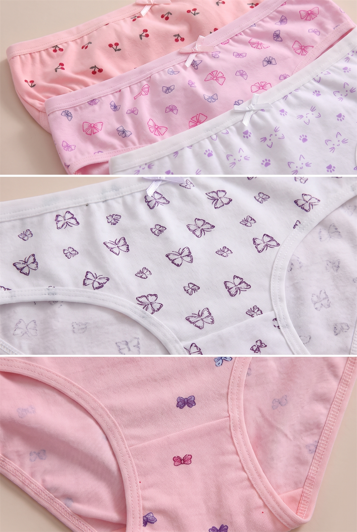 Kız Çocuk  5 li Paket Kelebek Desenli  Slip Çok Renkli