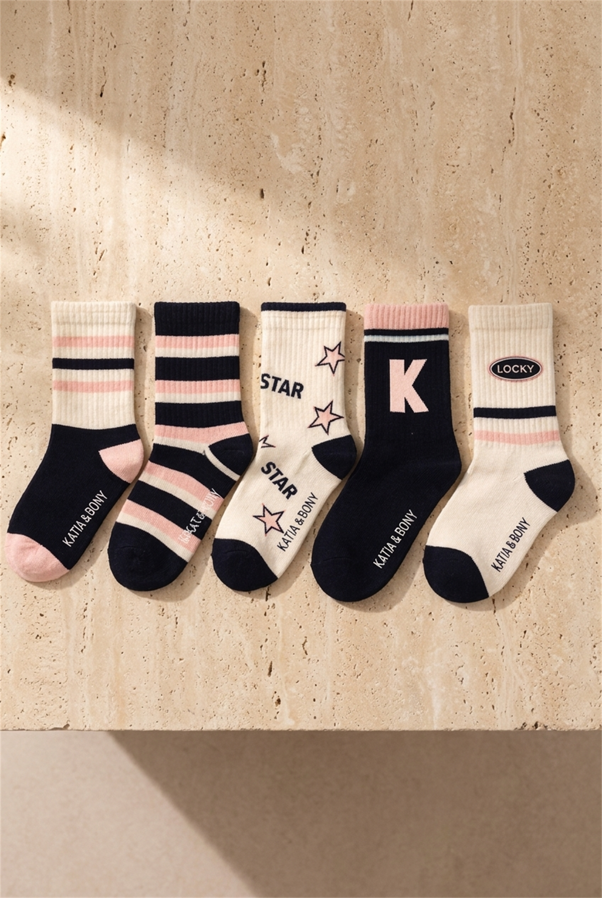 12601G2005 5PCK ÇİZGİ DESENLİ KIZ ÇOCUK SOKET ÇORAP Patterned