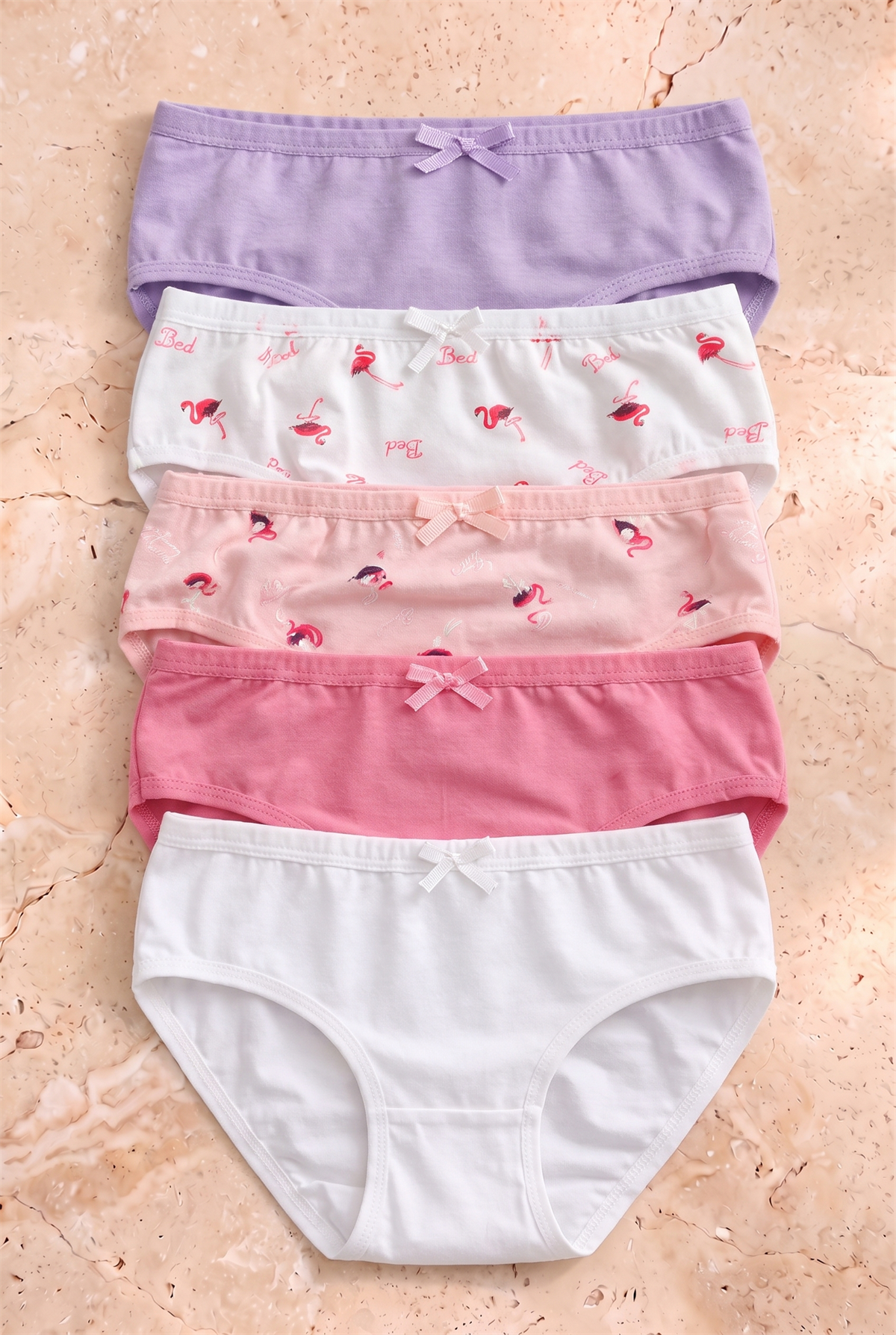 Kız Çocuk 5li Flamingo Desenli Slip Külot