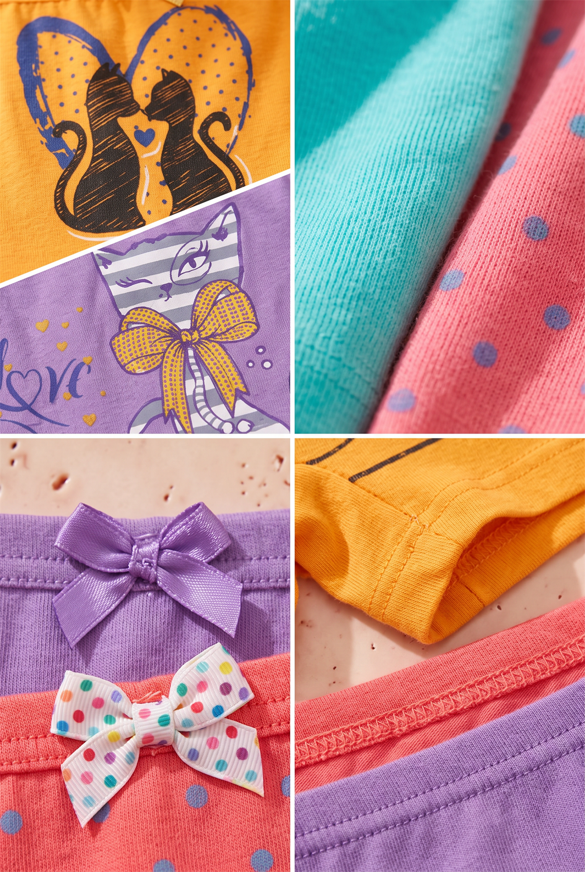 Kız Çocuk 5li Paket Çok Renkli Boxer