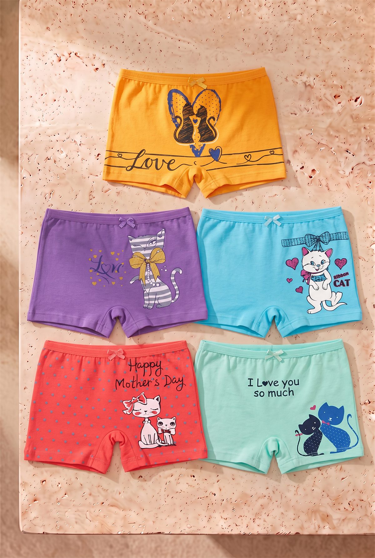 Kız Çocuk 5li Paket Çok Renkli Boxer