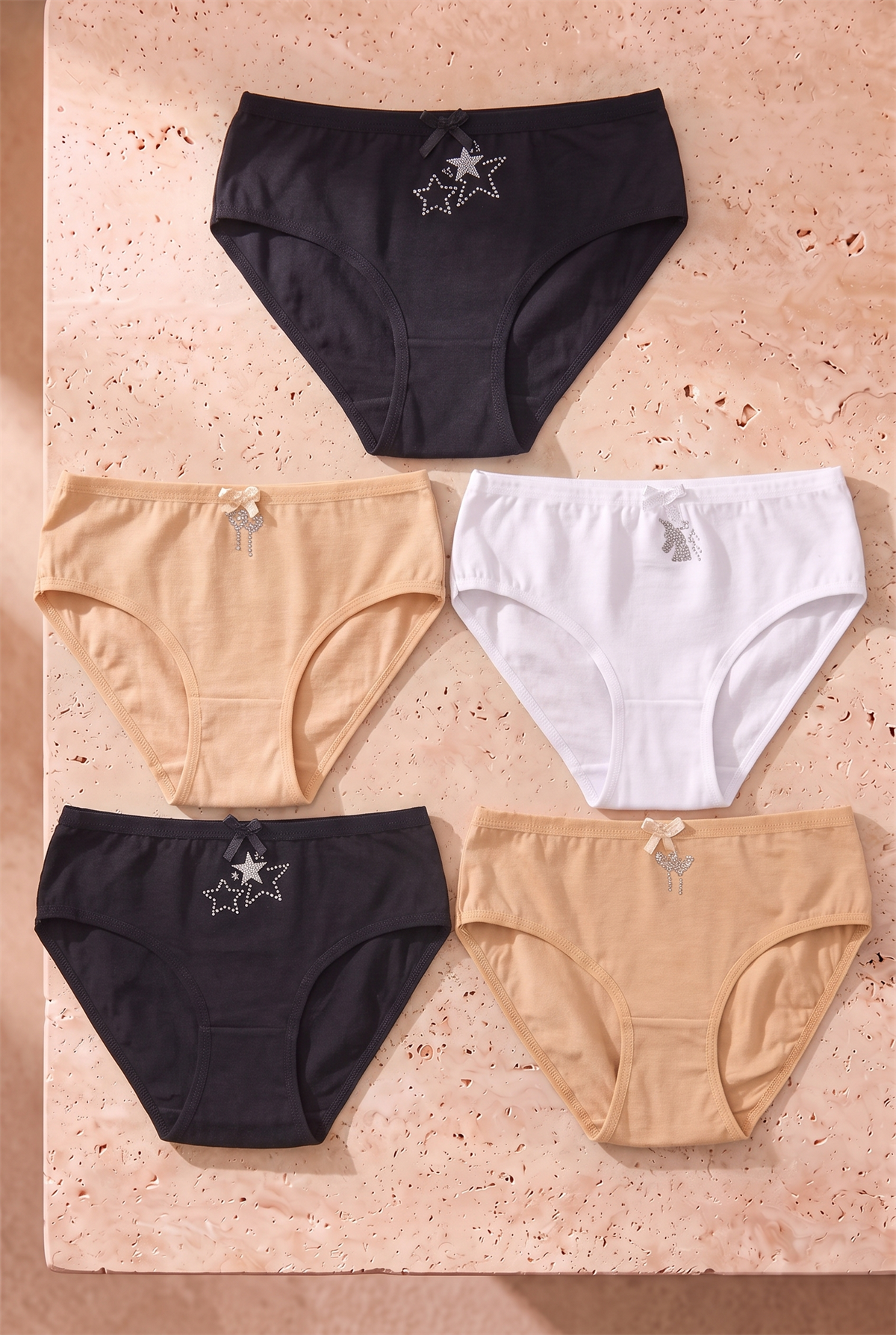 Kız Çocuk 5li Paket Çok Renkli Slip Külot