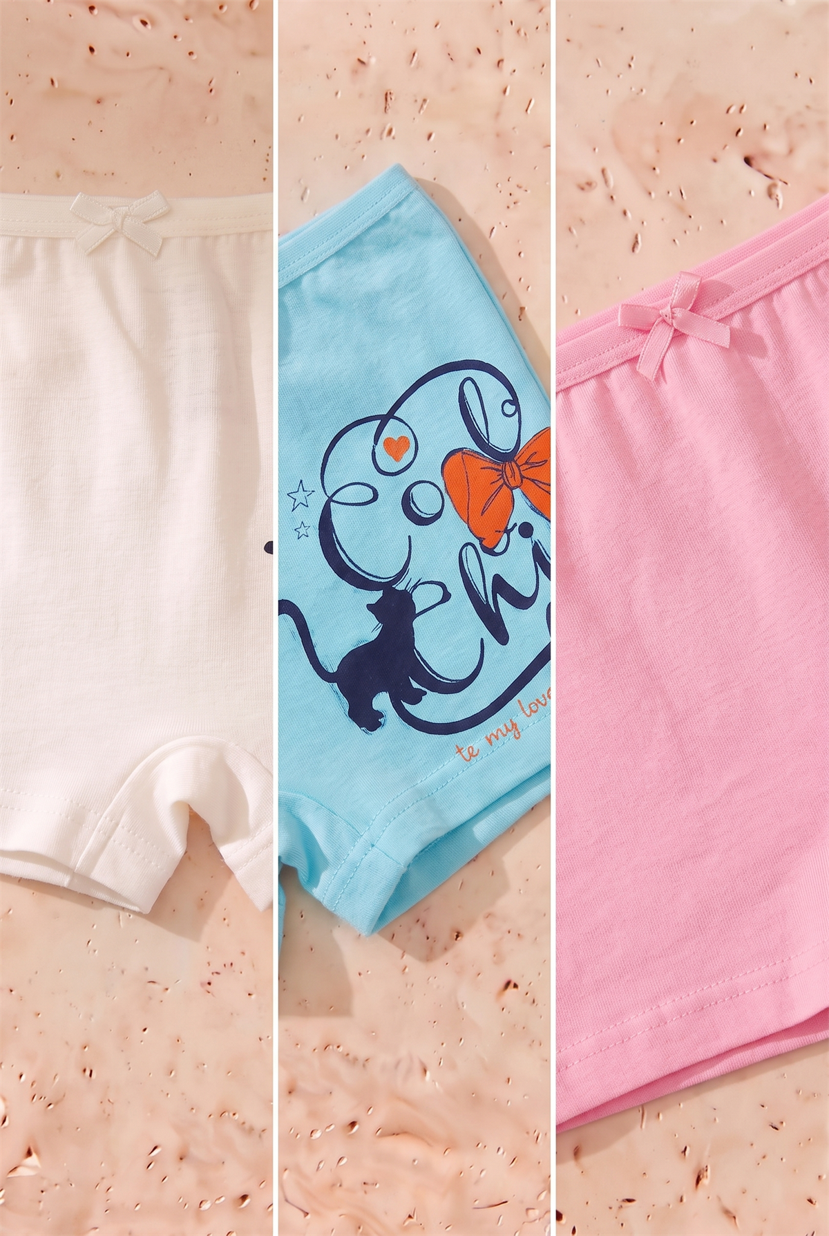 Kız Çocuk 5li Paket Kedi Desenli Boxer