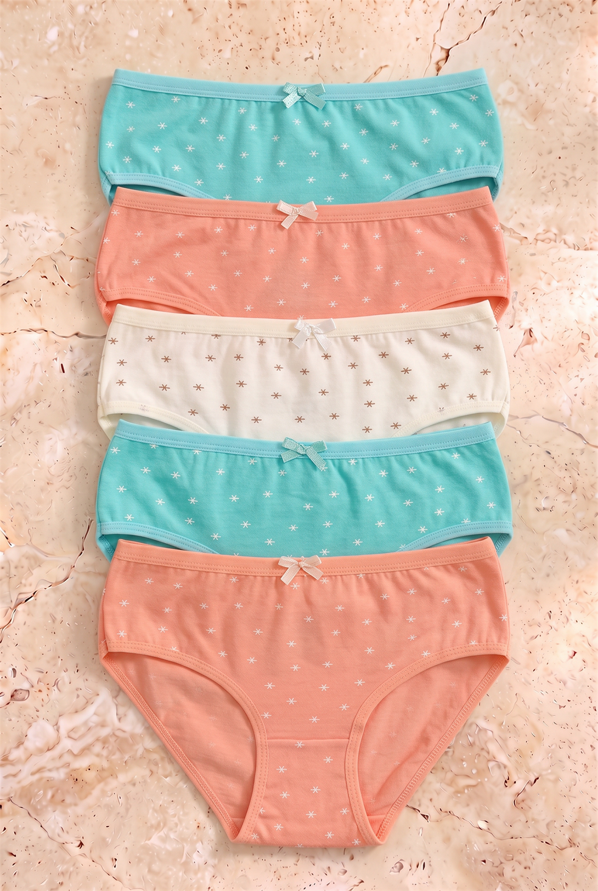 Kız Çocuk 5li Paket Yıldız Desenli Slip Külot