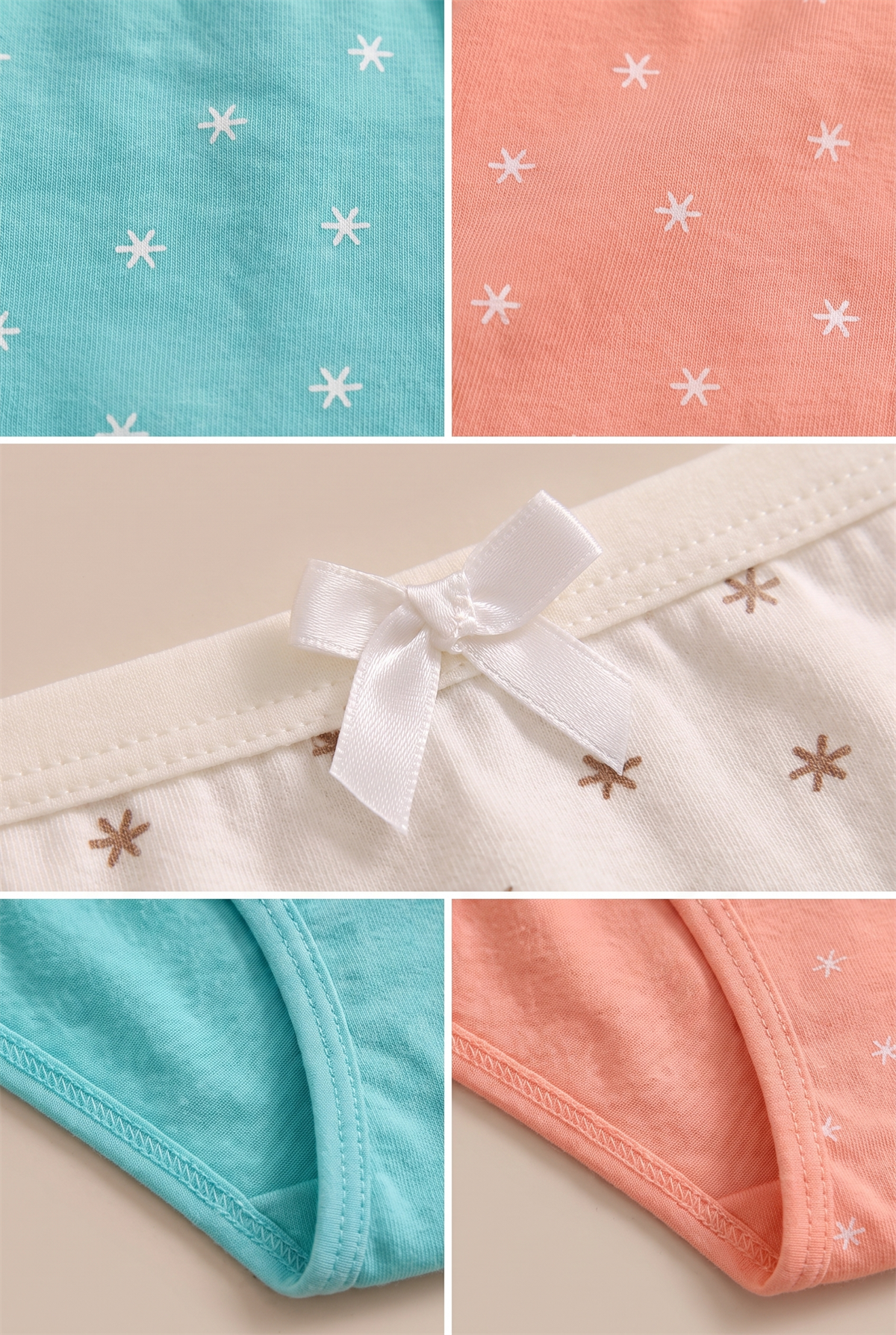 Kız Çocuk 5li Paket Yıldız Desenli Slip Külot