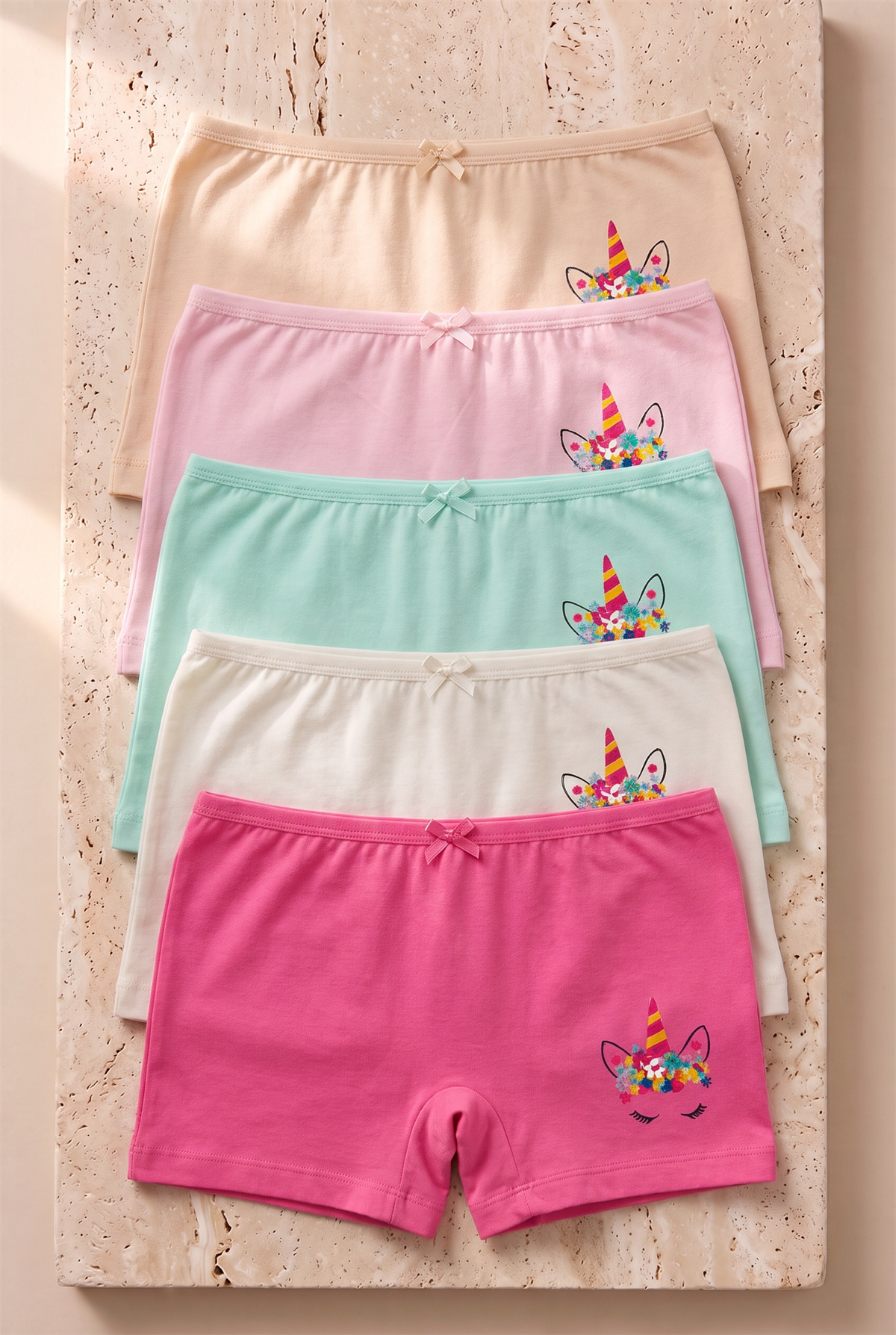Kız Çocuk 5li Unicorn Desenli Boxer