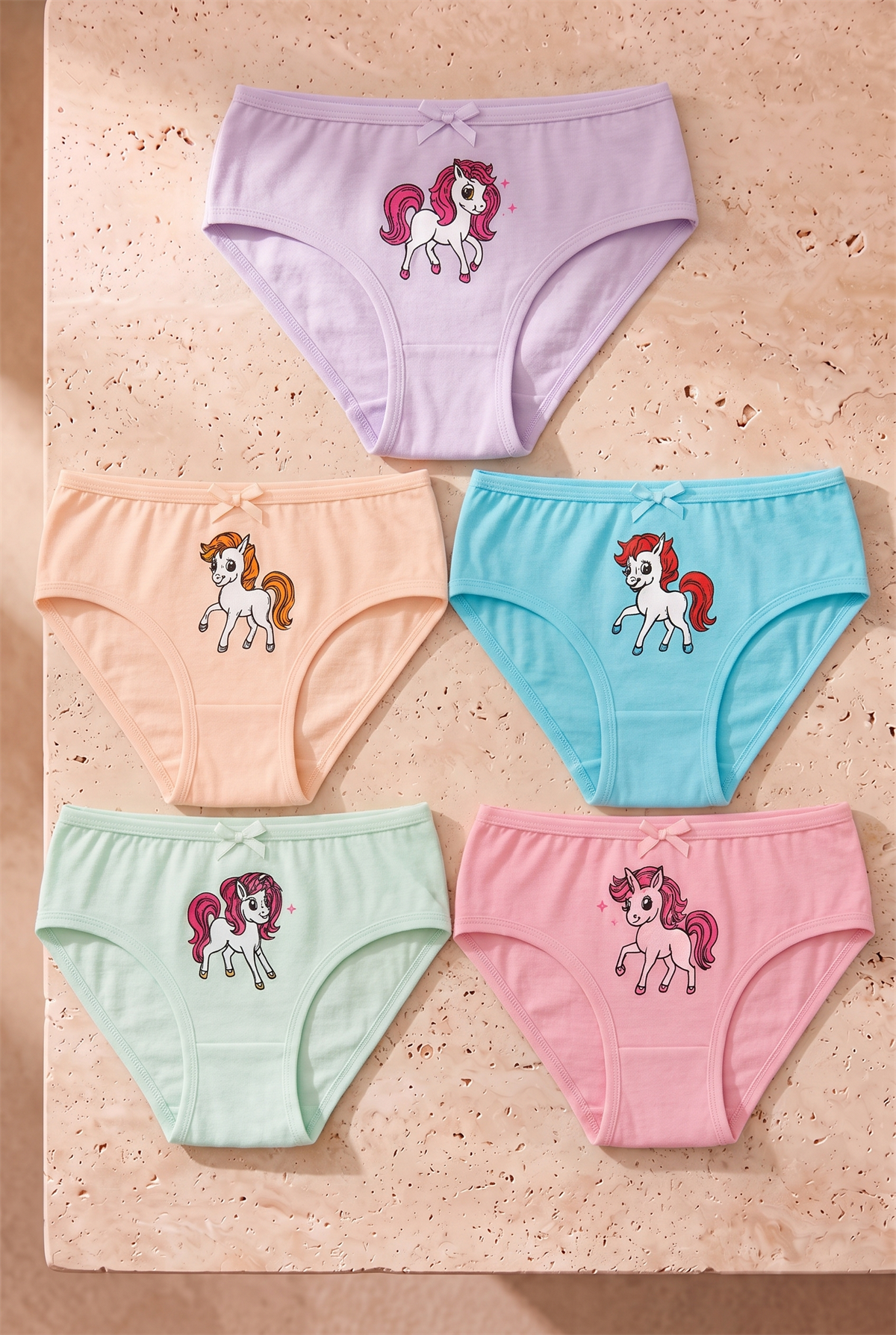 Kız Çocuk 5li Unicorn Desenli Külot Çok Renkli