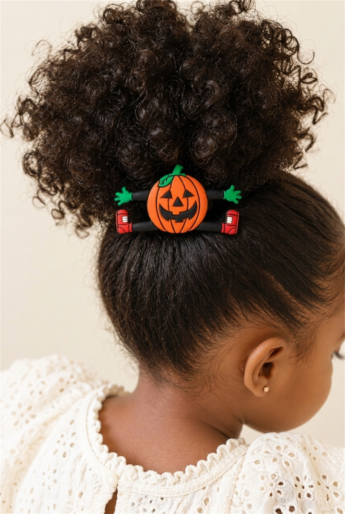 Kız Çocuk Balkabağı Figürlü Lastikli Halloween Tokası Turuncu