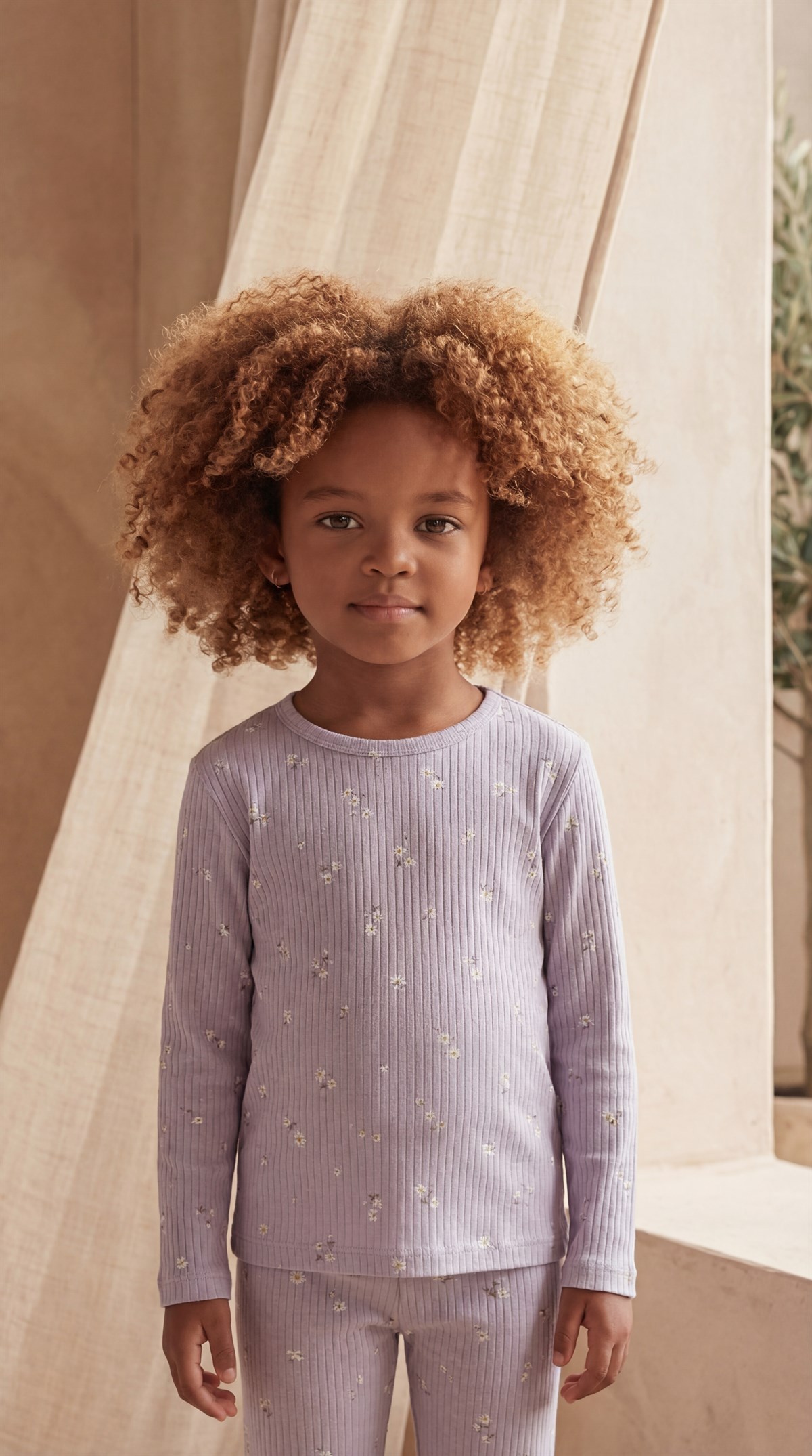 22512G2025 ÇİÇEK DESENLİ KIZ ÇOCUK PİJAMA TAKIM Mor