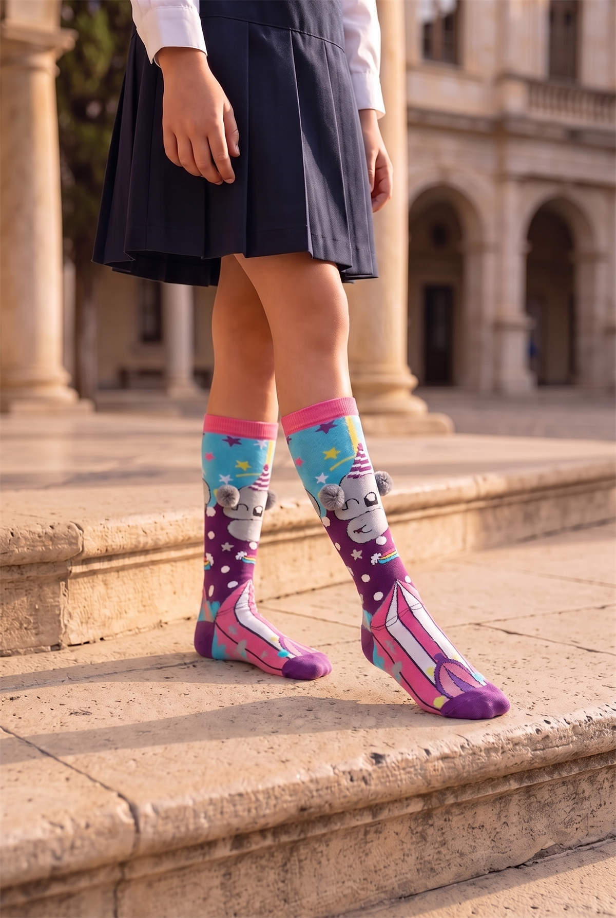 Girls Circus Koala Knee Socks Patterned