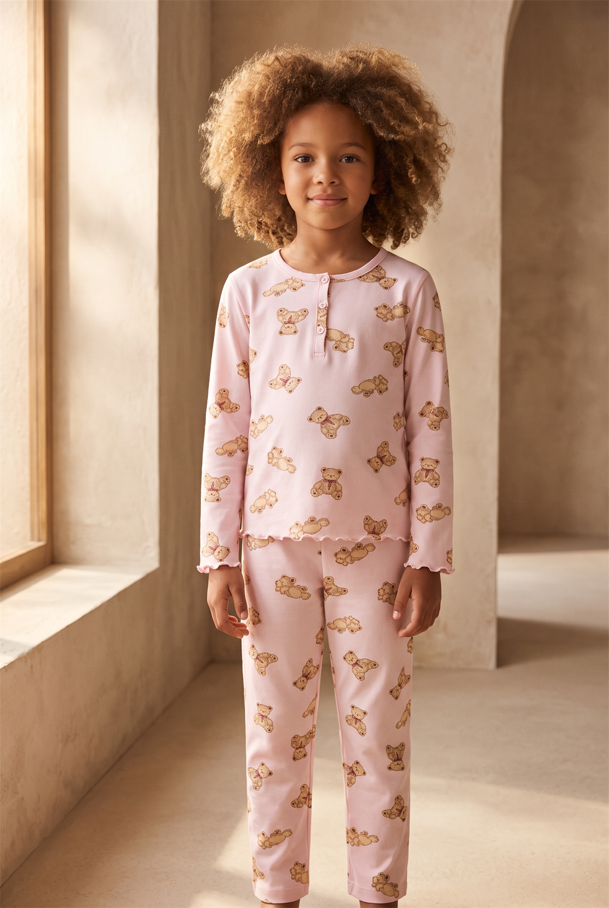 22612K2004 CUTE EDITION TEDDY KIZ ÇOCUK PİJAMA TAKIM Pembe