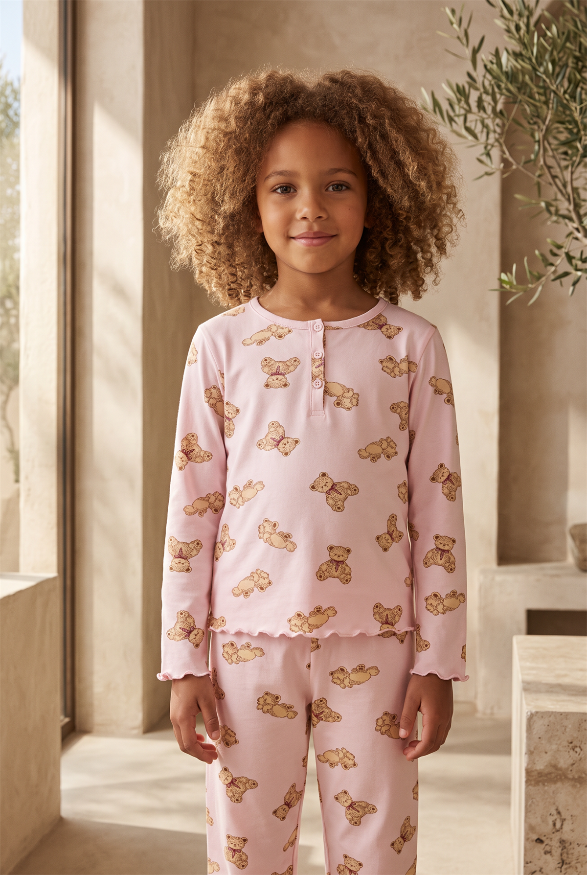 22612K2004 CUTE EDITION TEDDY KIZ ÇOCUK PİJAMA TAKIM Pembe