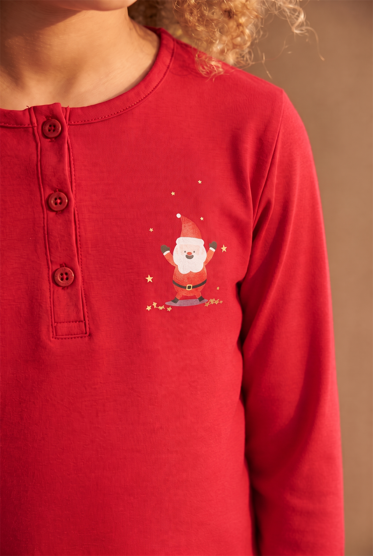 Kız Çocuk Dear Santa Ekoseli Pijama Takımı Kırmızı