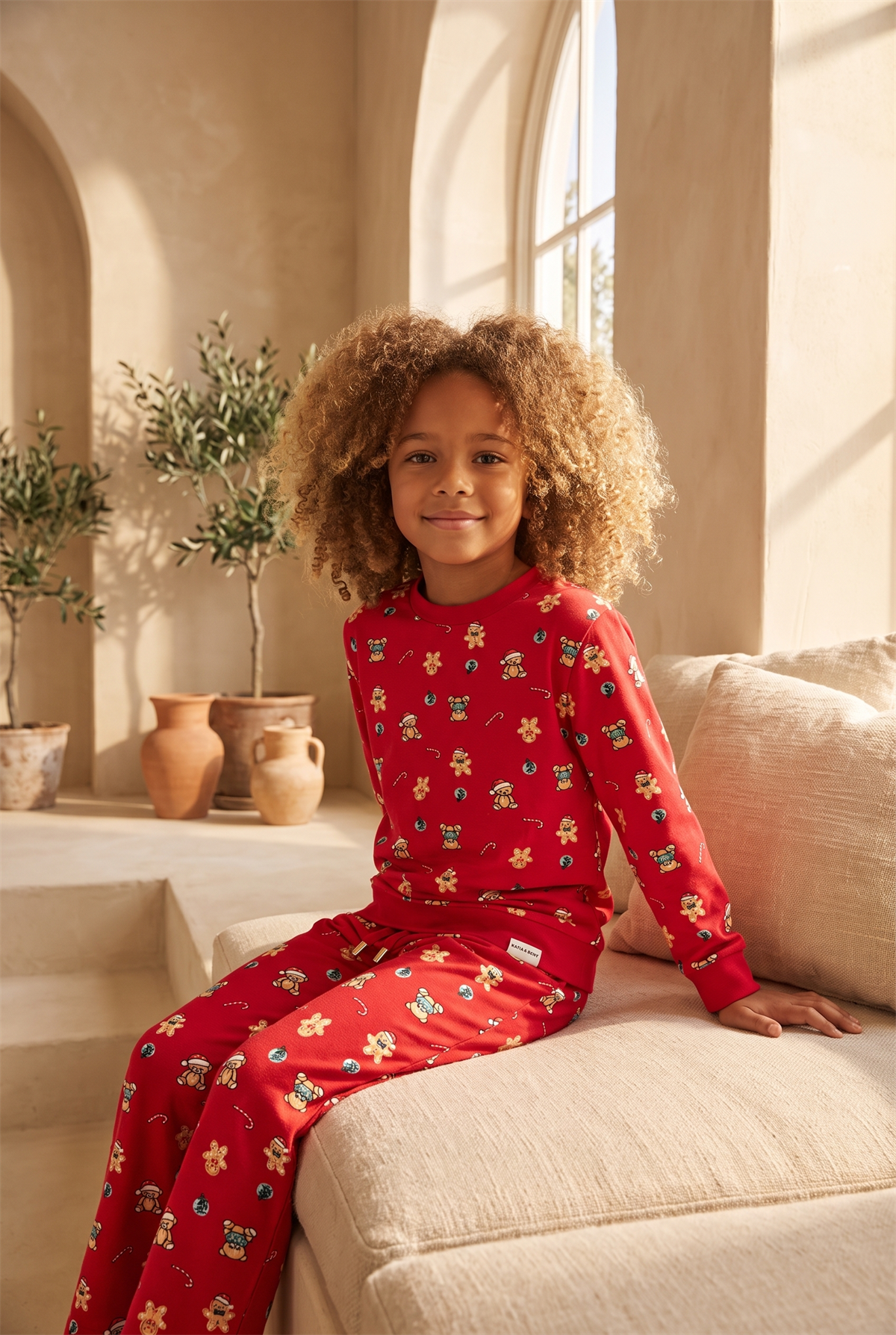 Kız Çocuk Dear Santa Ginger Breadman Pijama Takımı Kırmızı