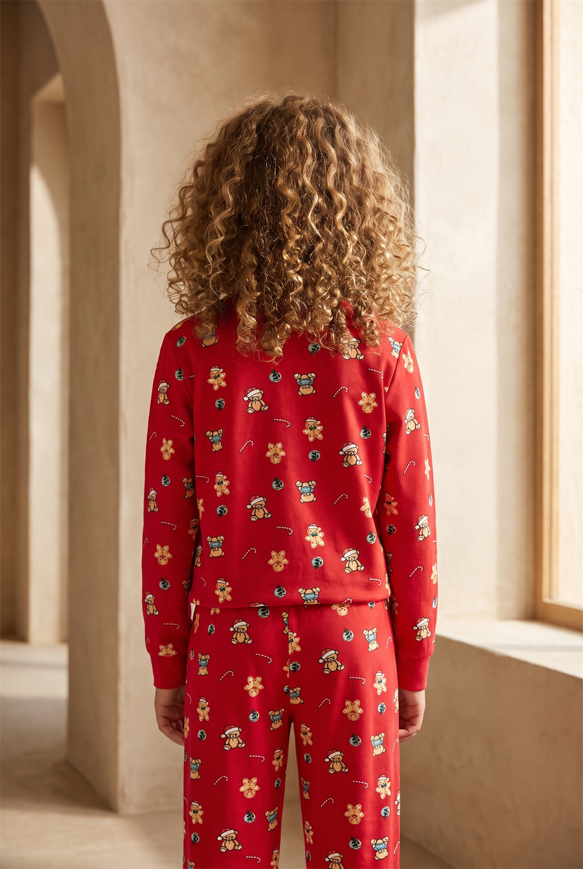 Kız Çocuk Dear Santa Ginger Breadman Pijama Takımı Kırmızı