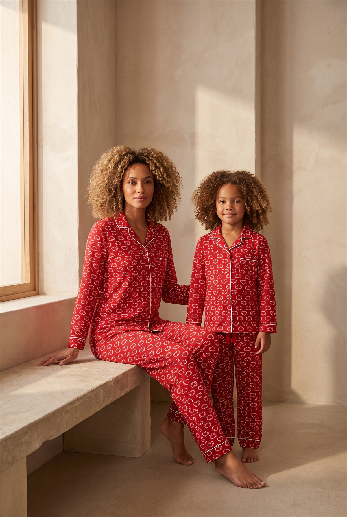 Kız Çocuk Dear Santa Kalpli Pijama Takımı Kırmızı