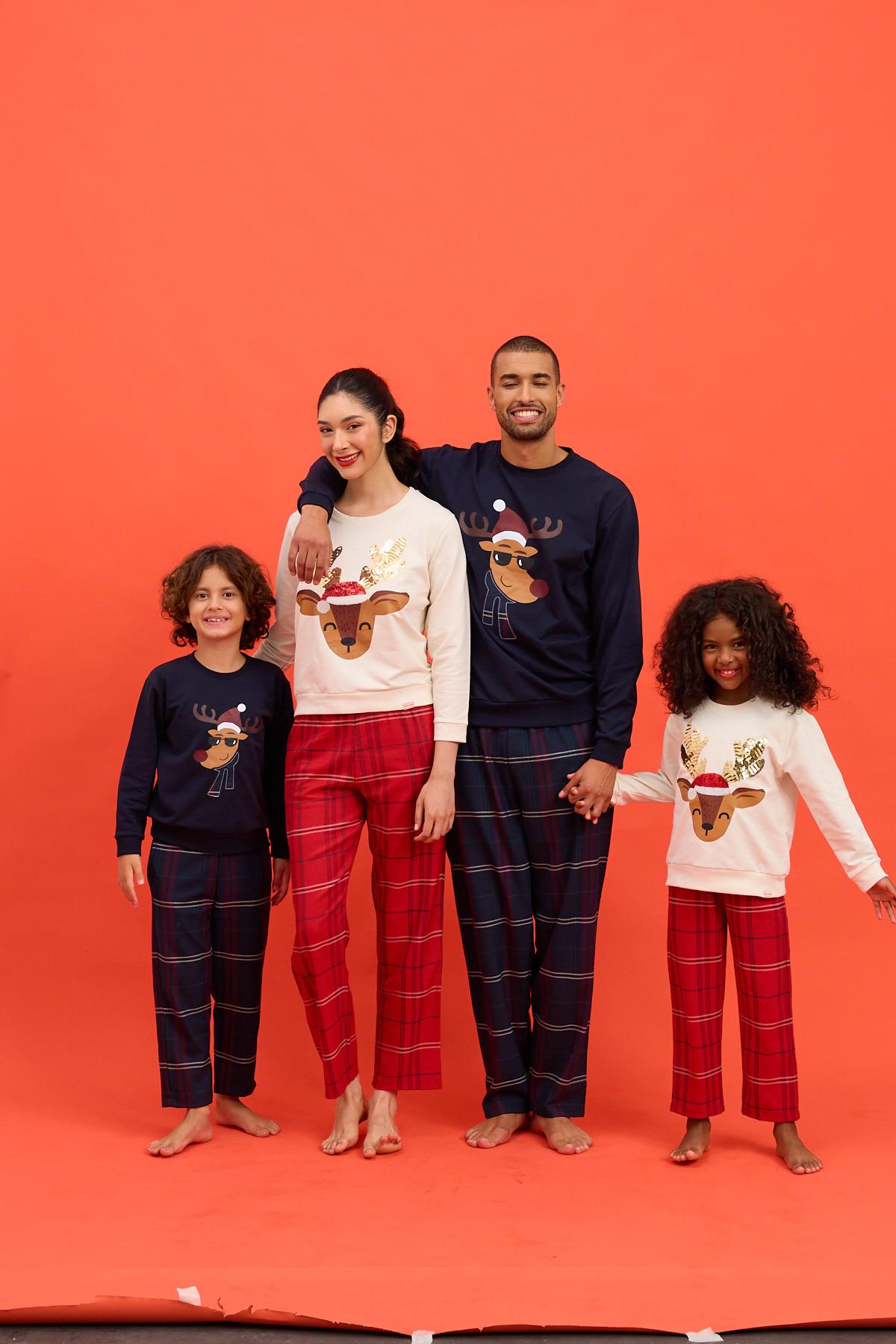 Kız Çocuk Yılbaşı Pijama Takımı Kırmızı