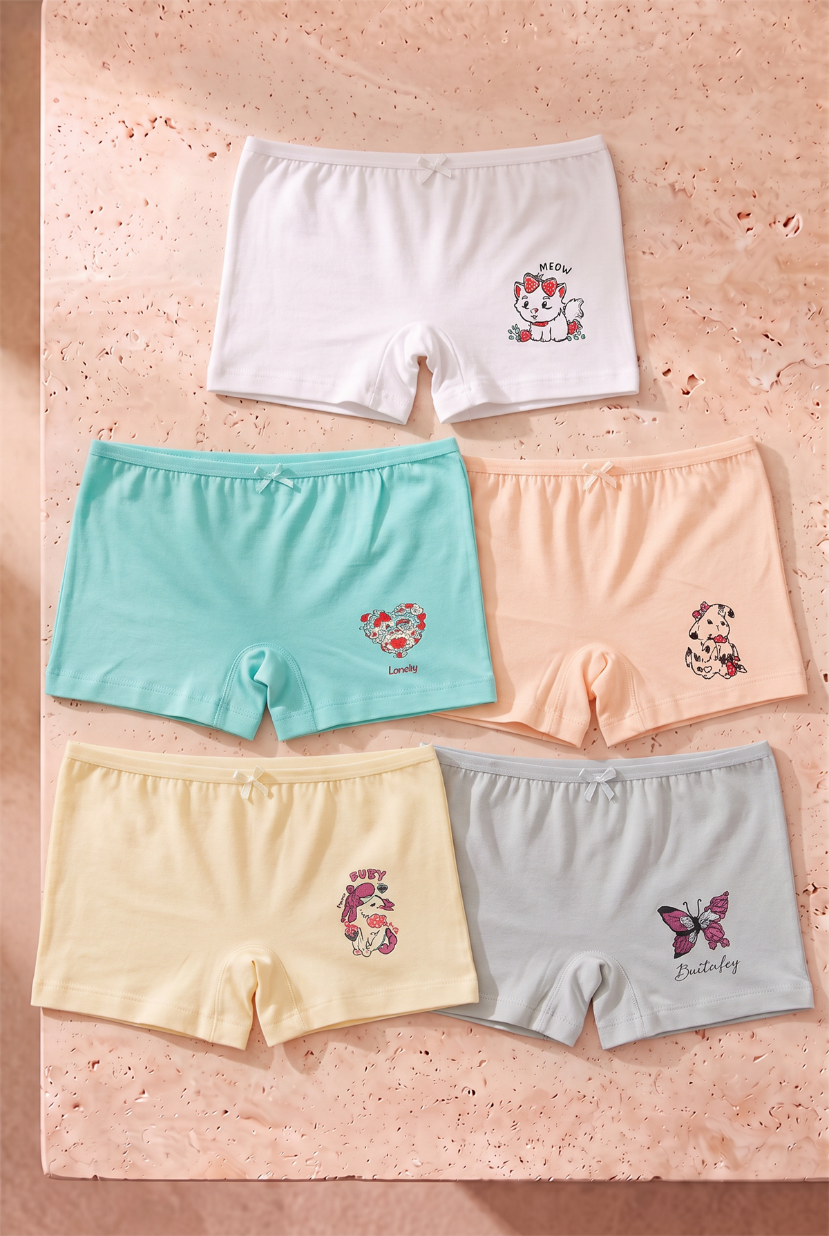 Kız Çocuk Desenli 5li Boxer