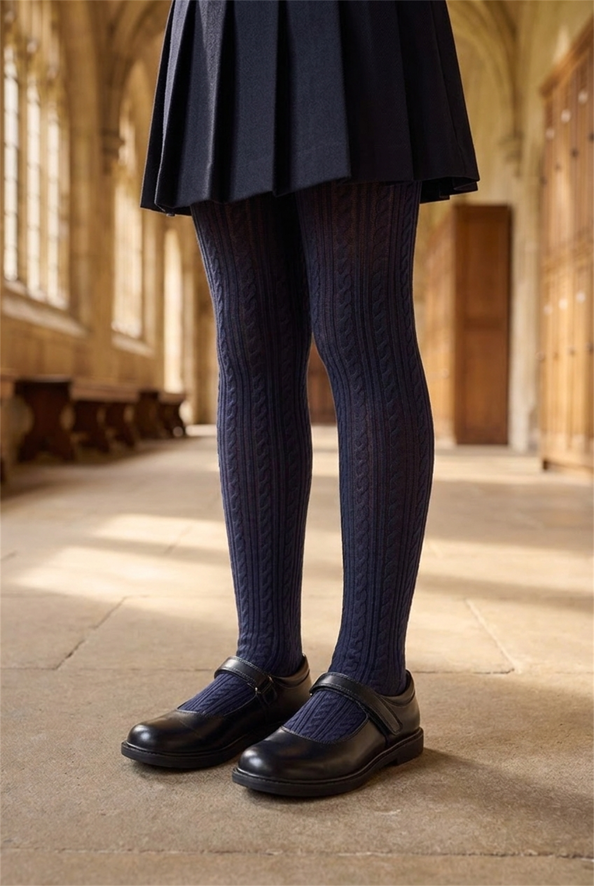 Patterned Kids Pantyhose Navy Blue