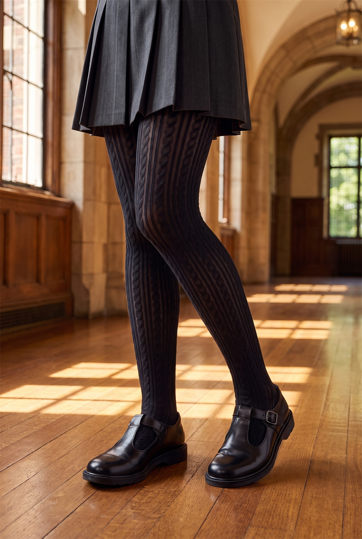 Patterned Childrens Pantyhose Black