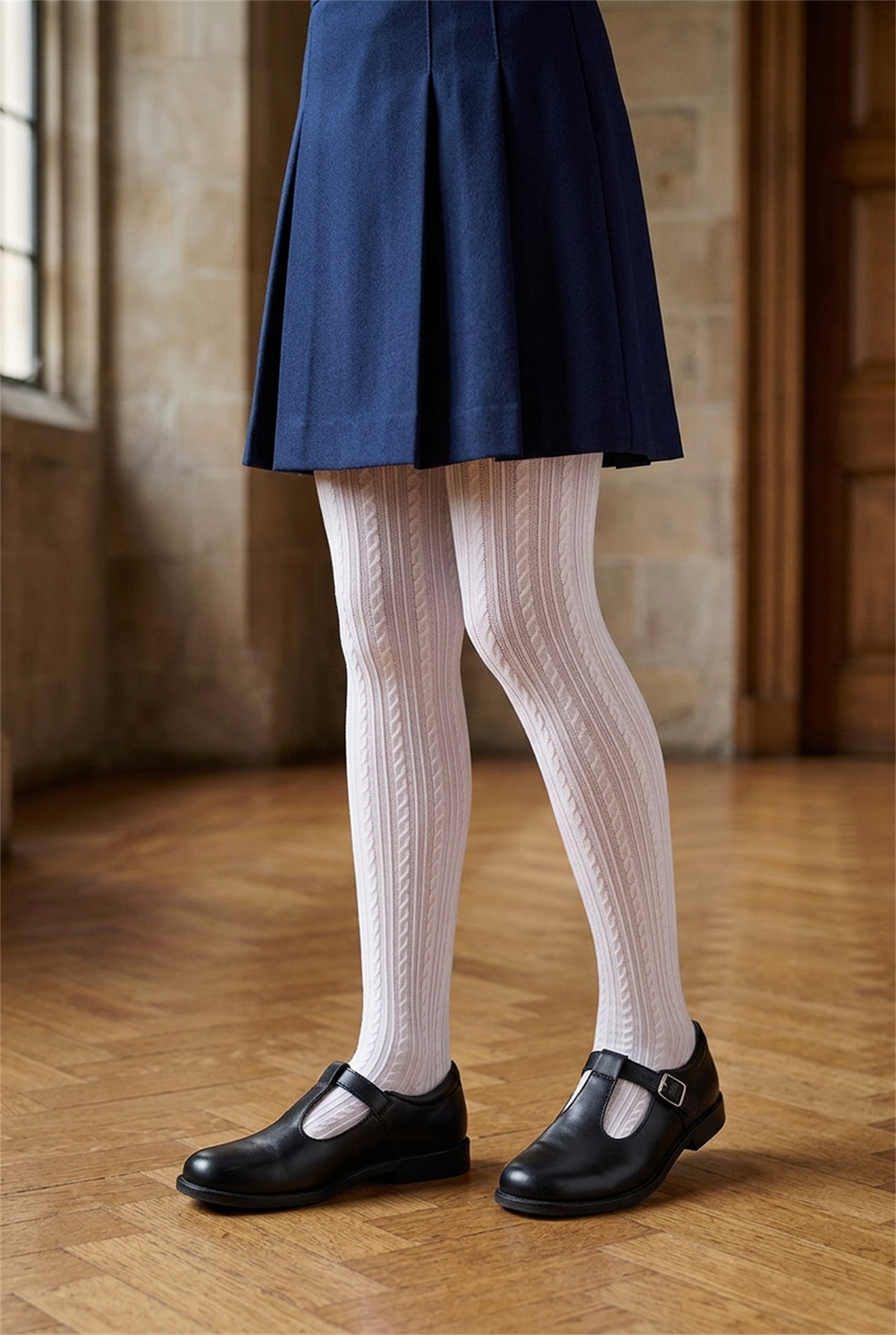 Patterned Childrens Pantyhose White