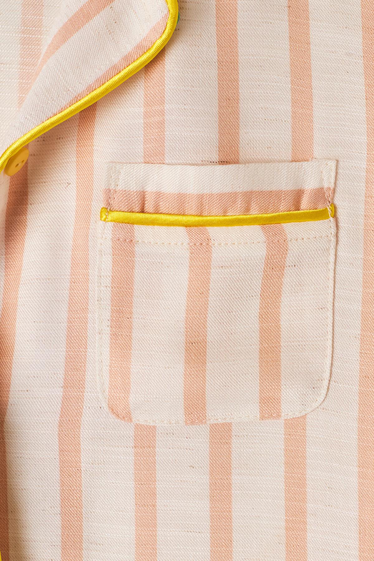 Girls Cream Colored Striped Pajama Top