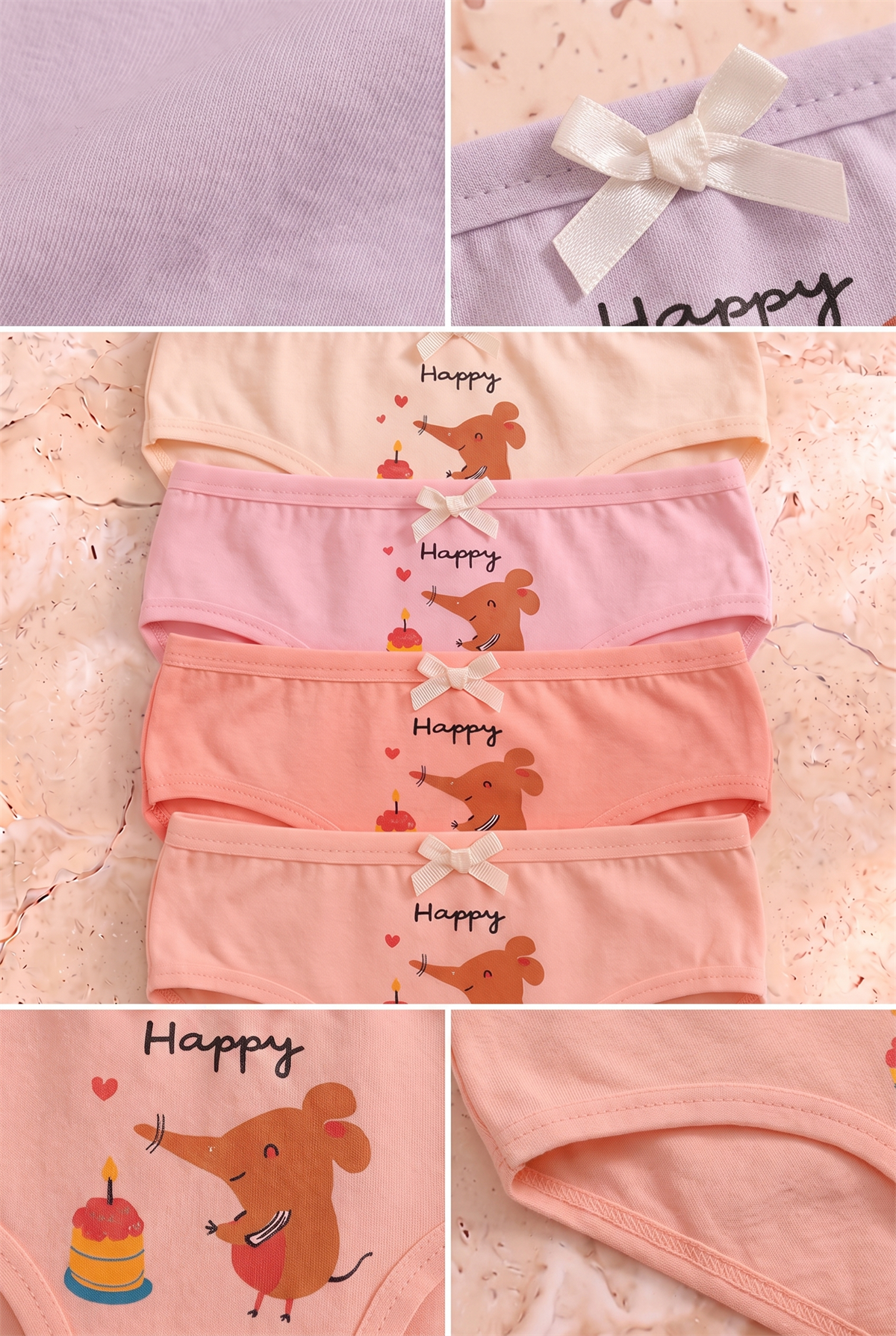 Kız Çocuk Fil Baskılı 5li Slip Külot