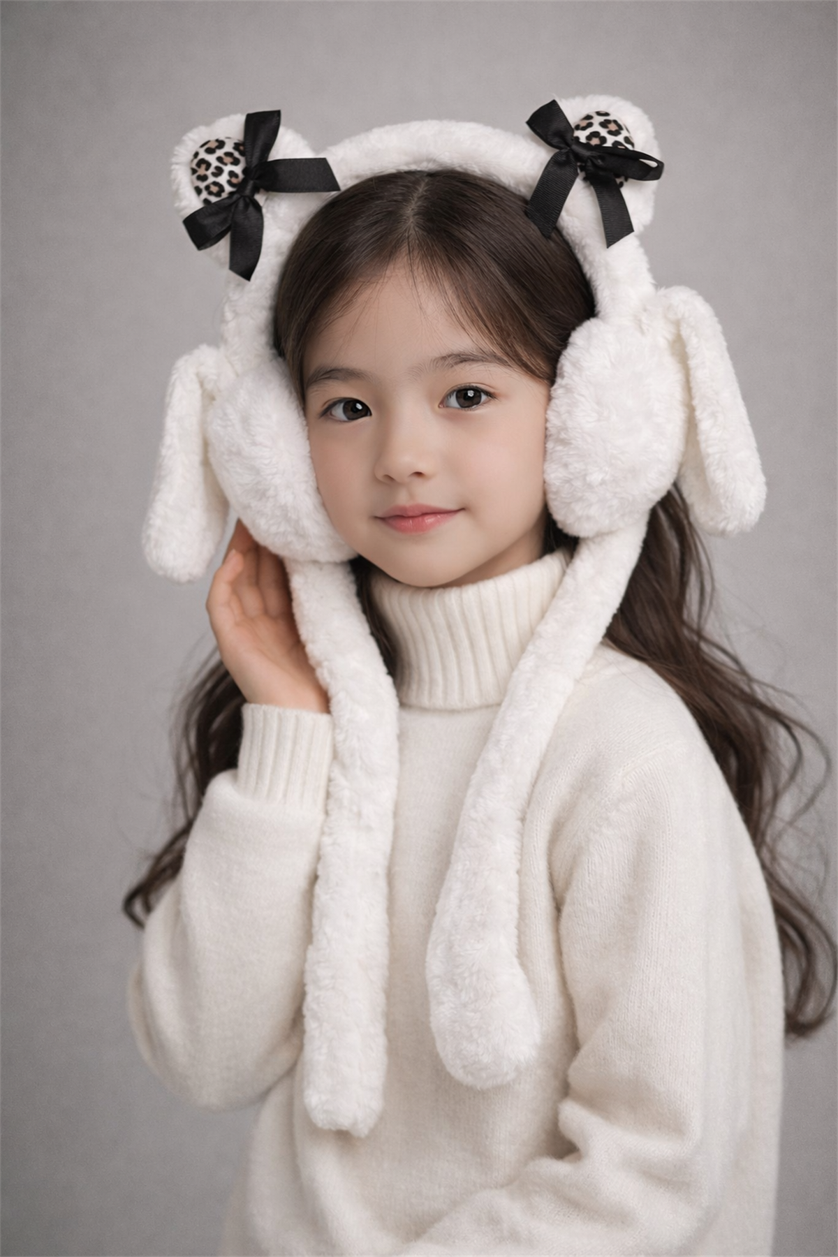 Girls Ear Protector Crown With Bow Accessory White