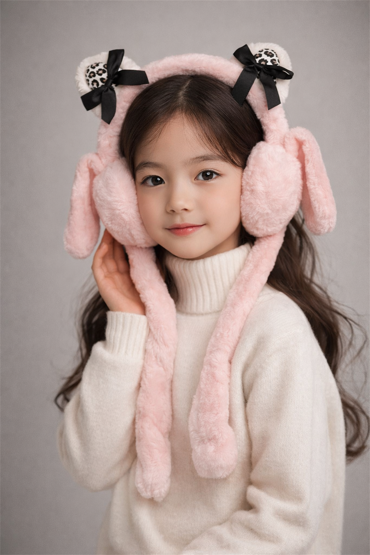 Girls Ear Protector Crown With Bow Accessory Pink