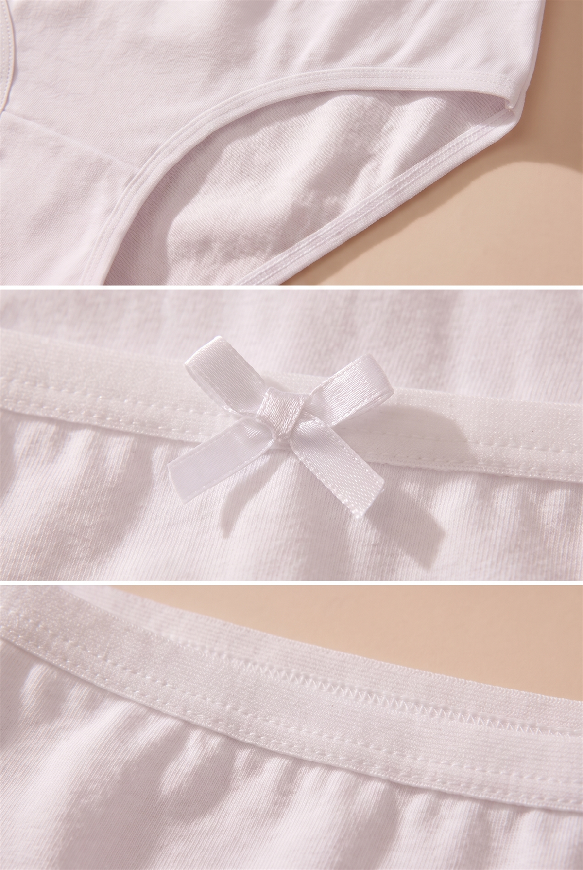 Kız Çocuk Fiyonklu 5 li Paket Slip Külot Beyaz