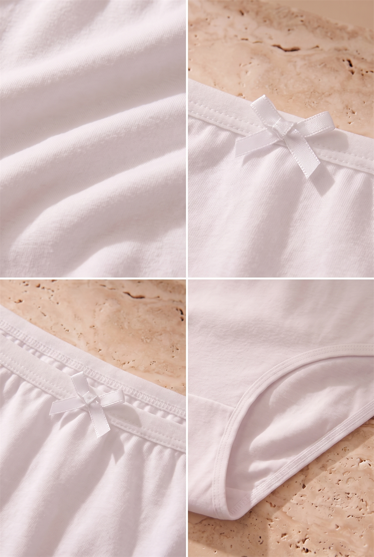 Kız Çocuk Fiyonklu 5 li Paket Slip Külot Beyaz