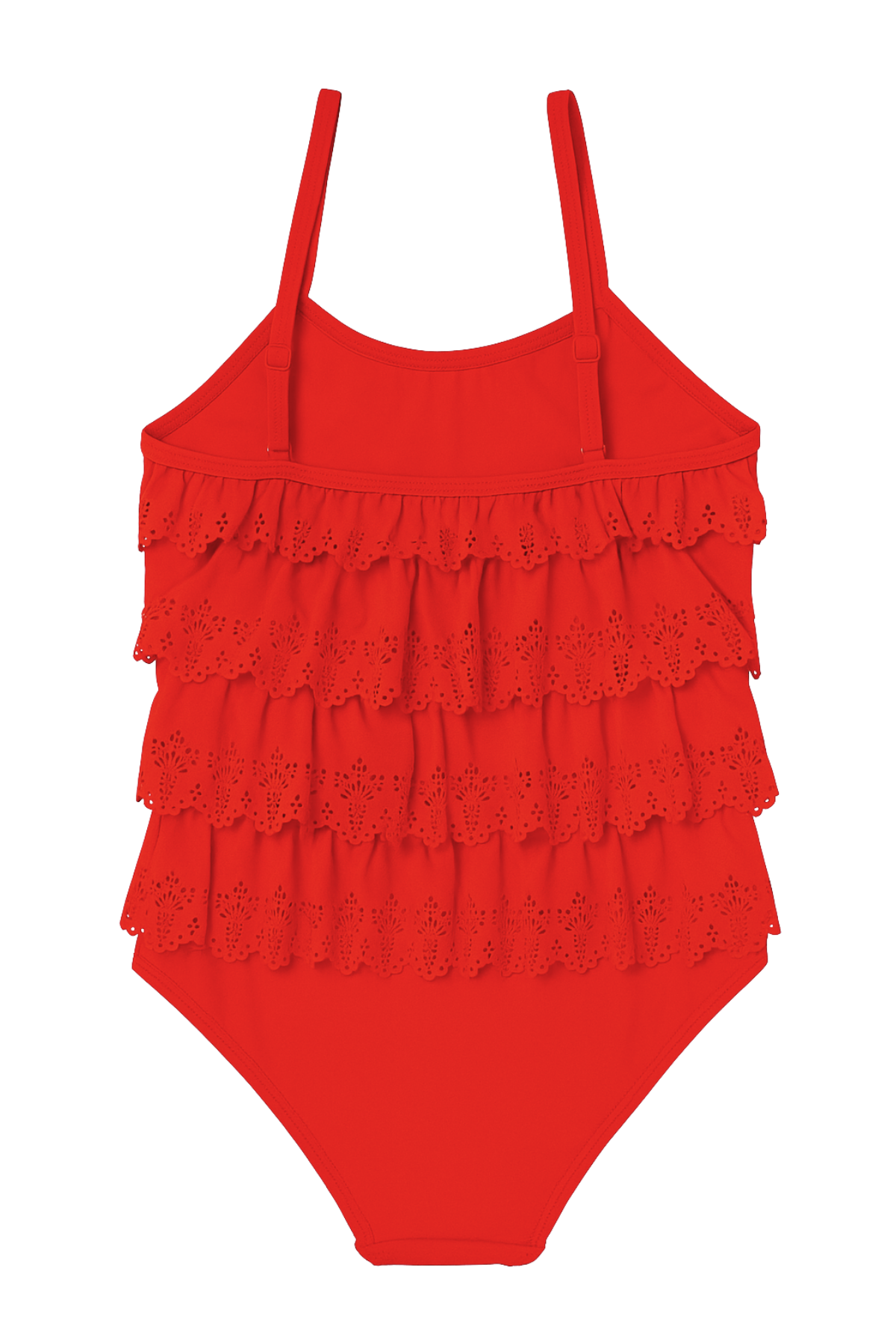 Girls Frill Wave Swimsuit Coral