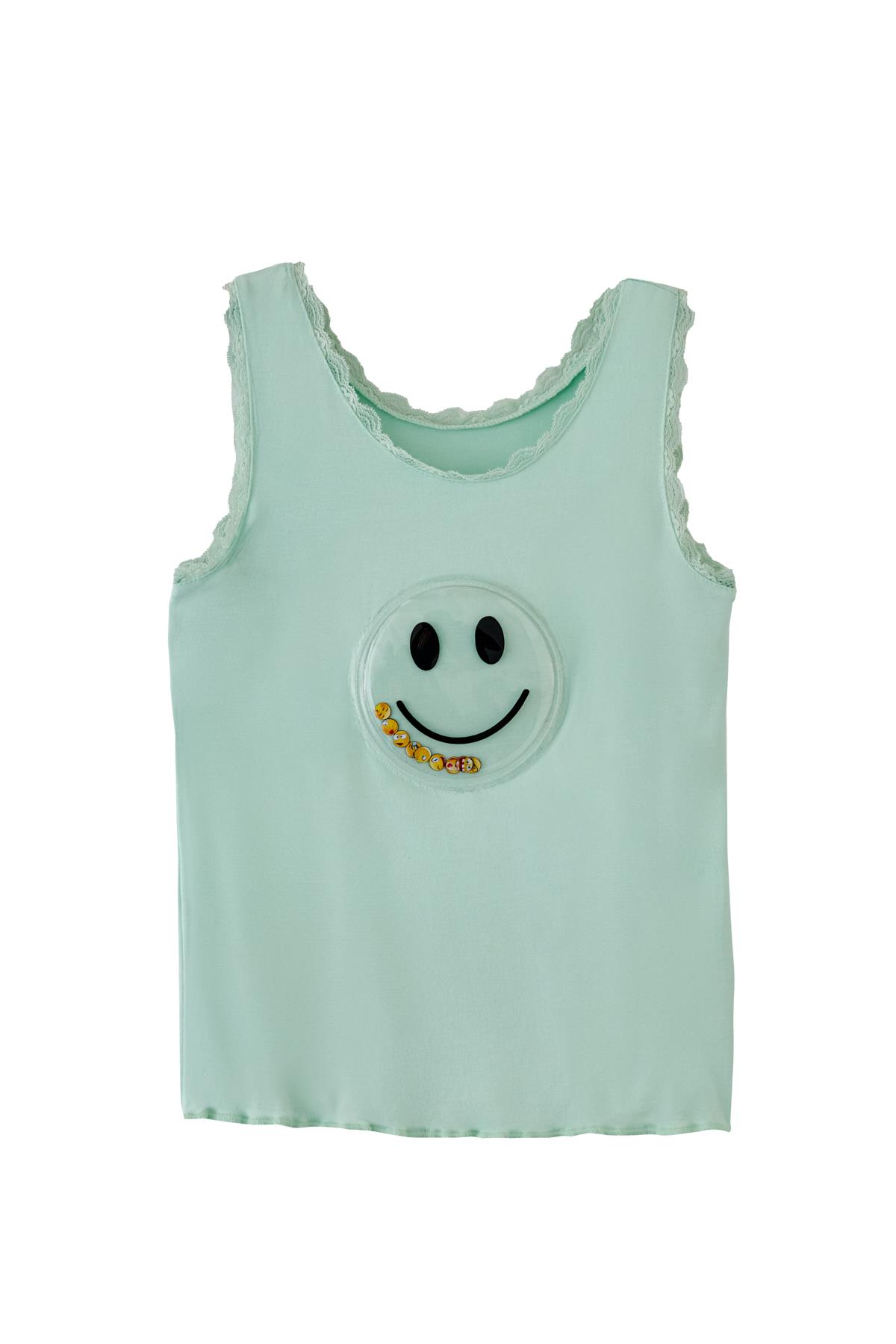 Kız Çocuk Gülen Yüz Desenli Kaprili Pijama Takımı