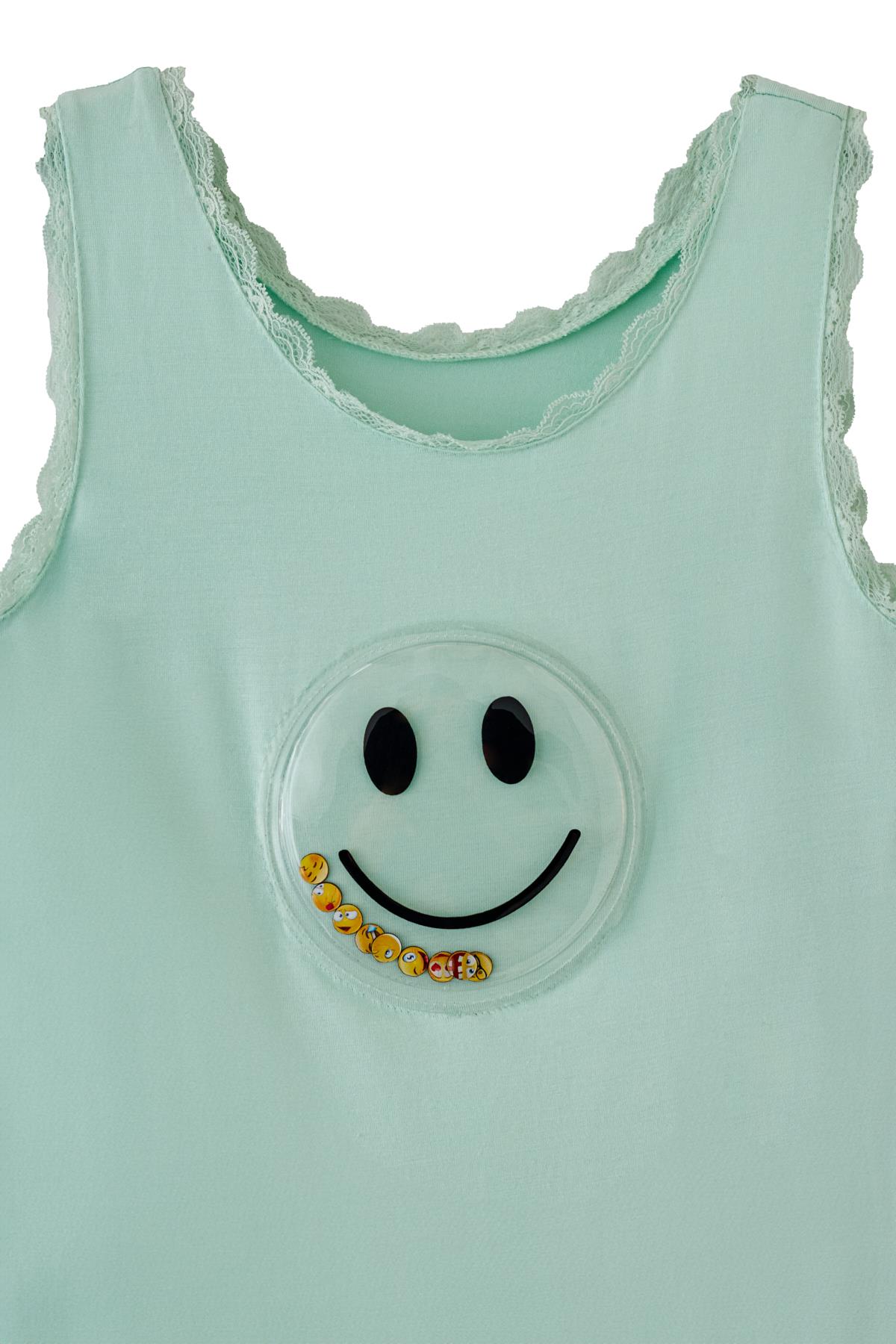 Kız Çocuk Gülen Yüz Desenli Kaprili Pijama Takımı