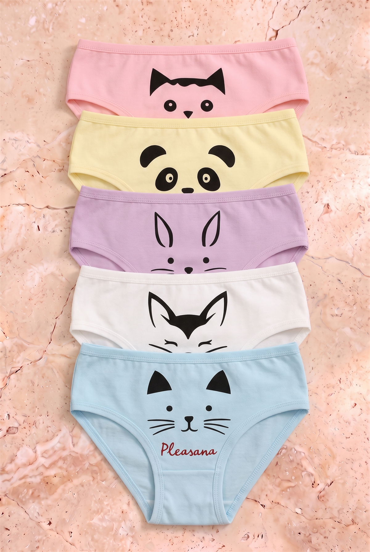 Kız Çocuk Hayvan Baskılı 5li Slip Külot