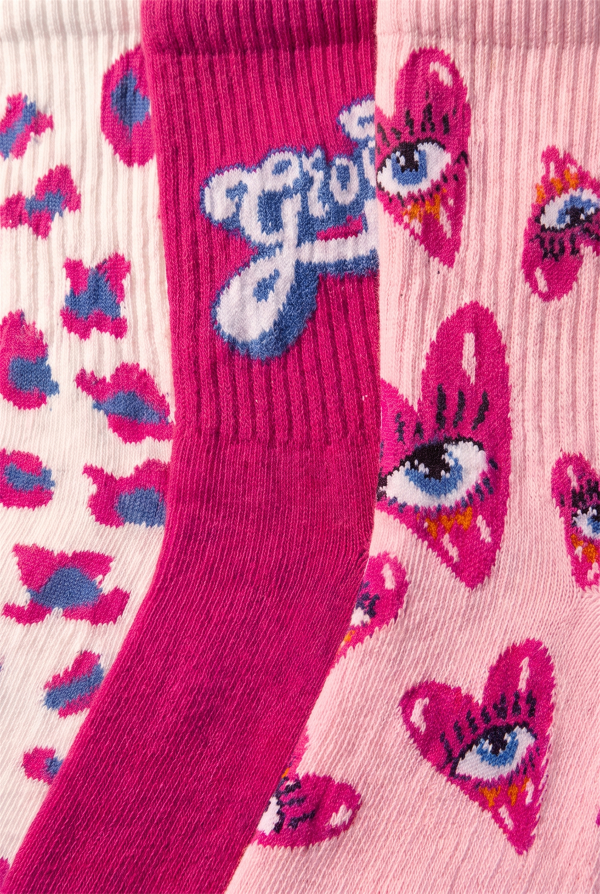 Girls Heart Patterned 3-Piece Boxed Socks