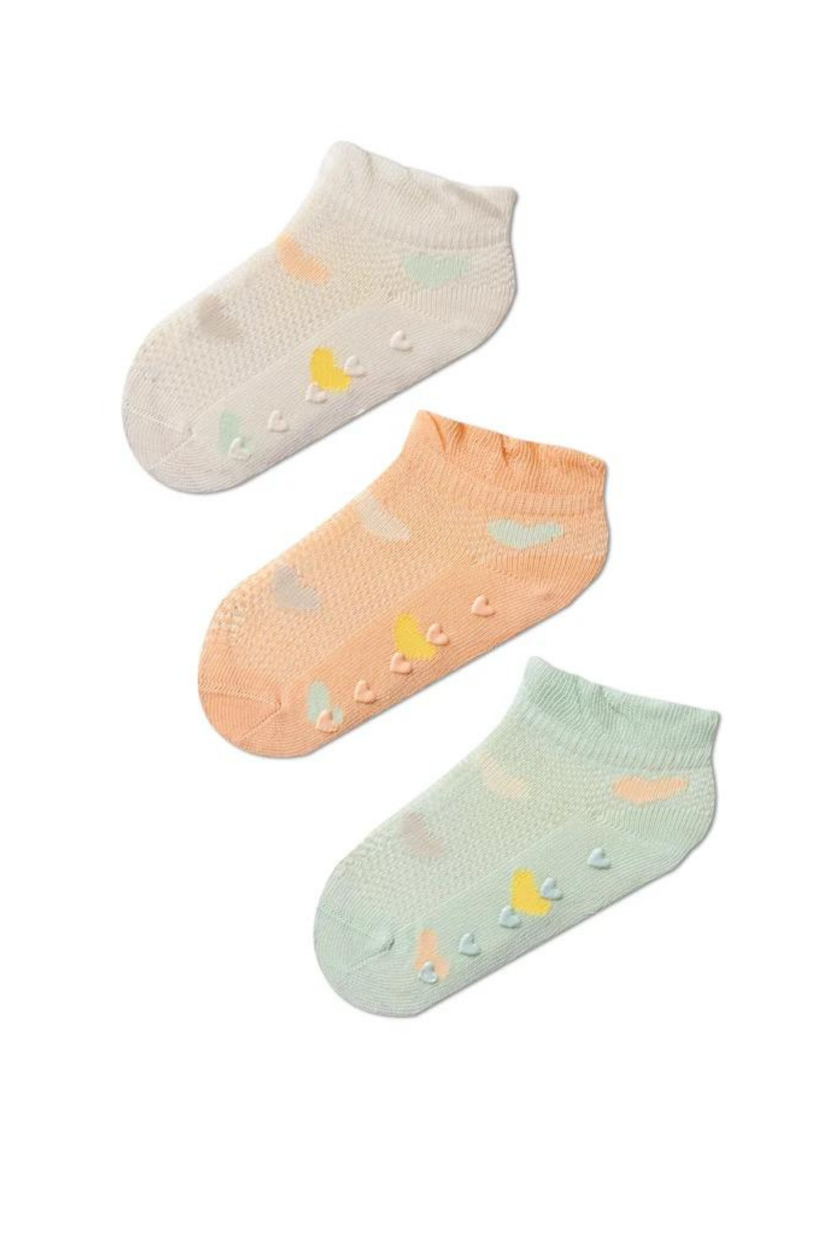 Girls Heart Patterned Breathable 3-Pack Socks