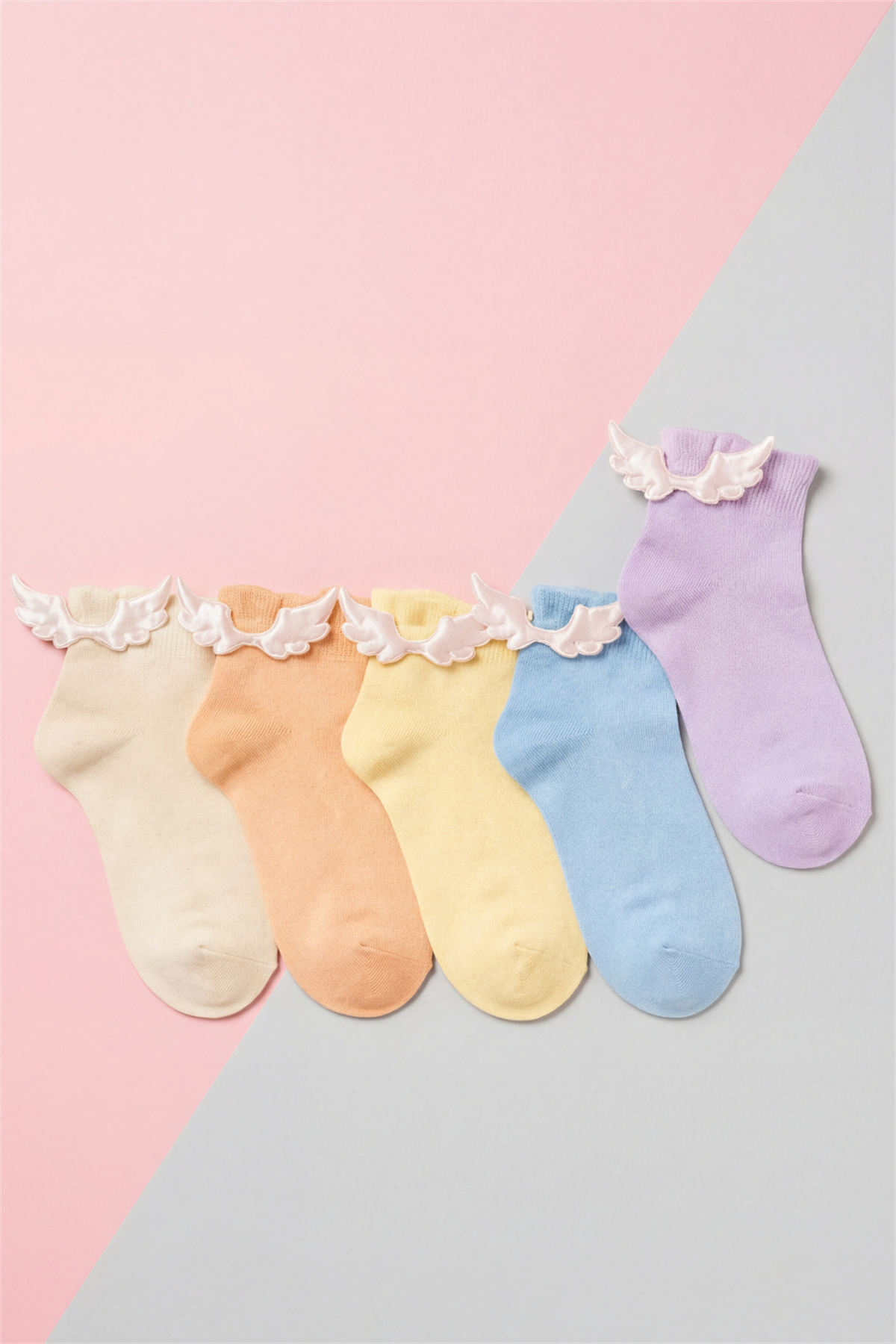 Girls 5-Piece Socket Socks With Wing Accessory Detail