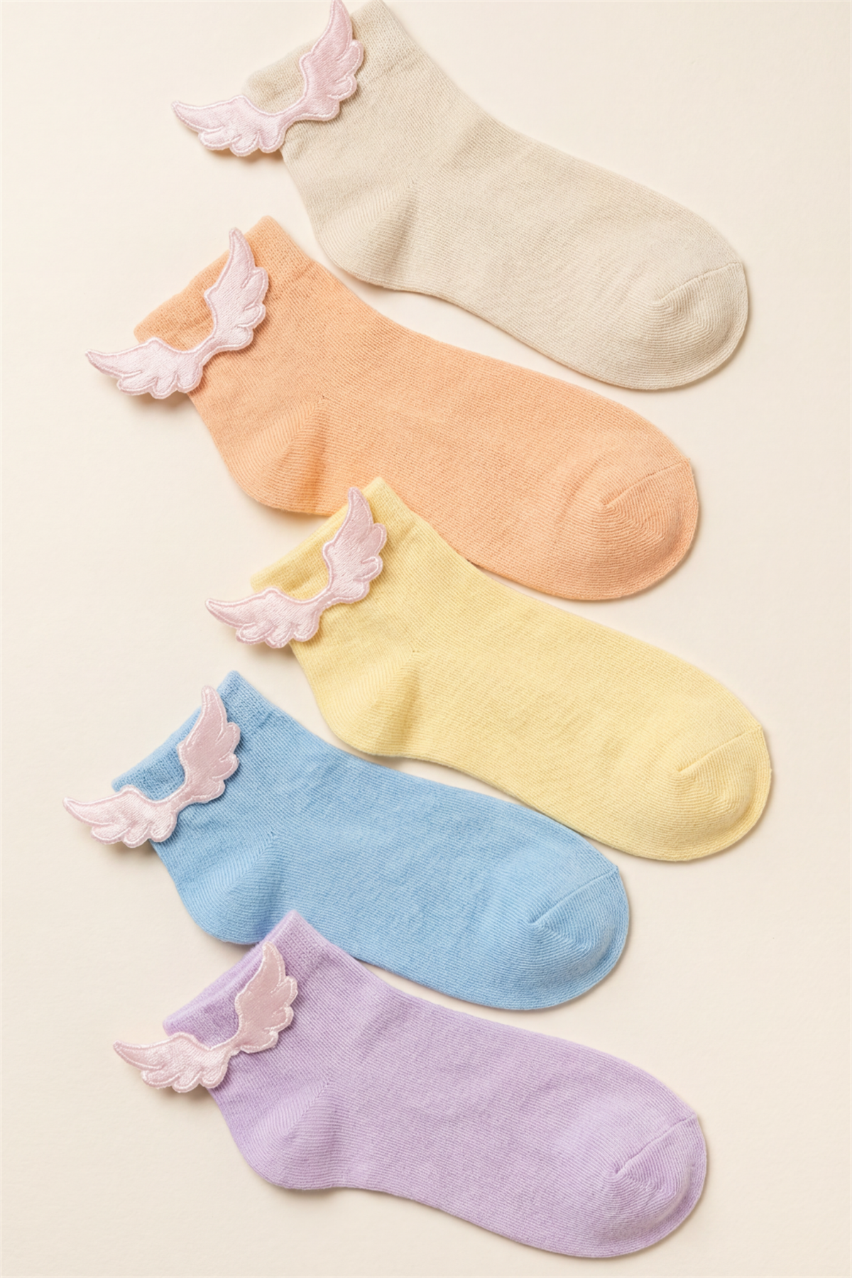 Girls 5-Piece Socket Socks With Wing Accessory Detail