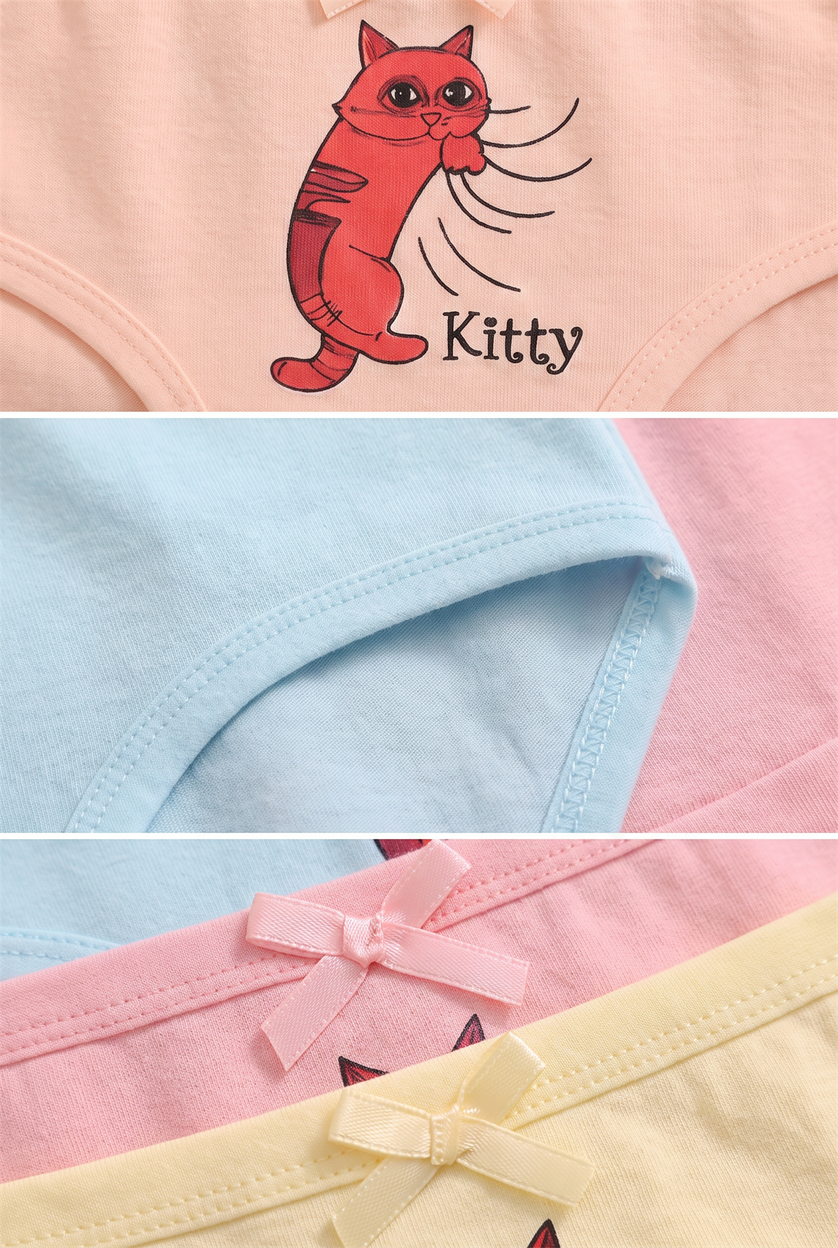 Kız Çocuk Kedi Desenli 5li Slip Külot 